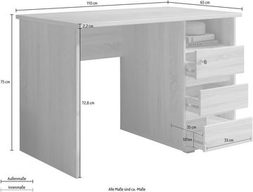 BEGA OFFICE Schreibtisch Primus 1, mit Schubkasten abschließbar in 3 Farbausführungen