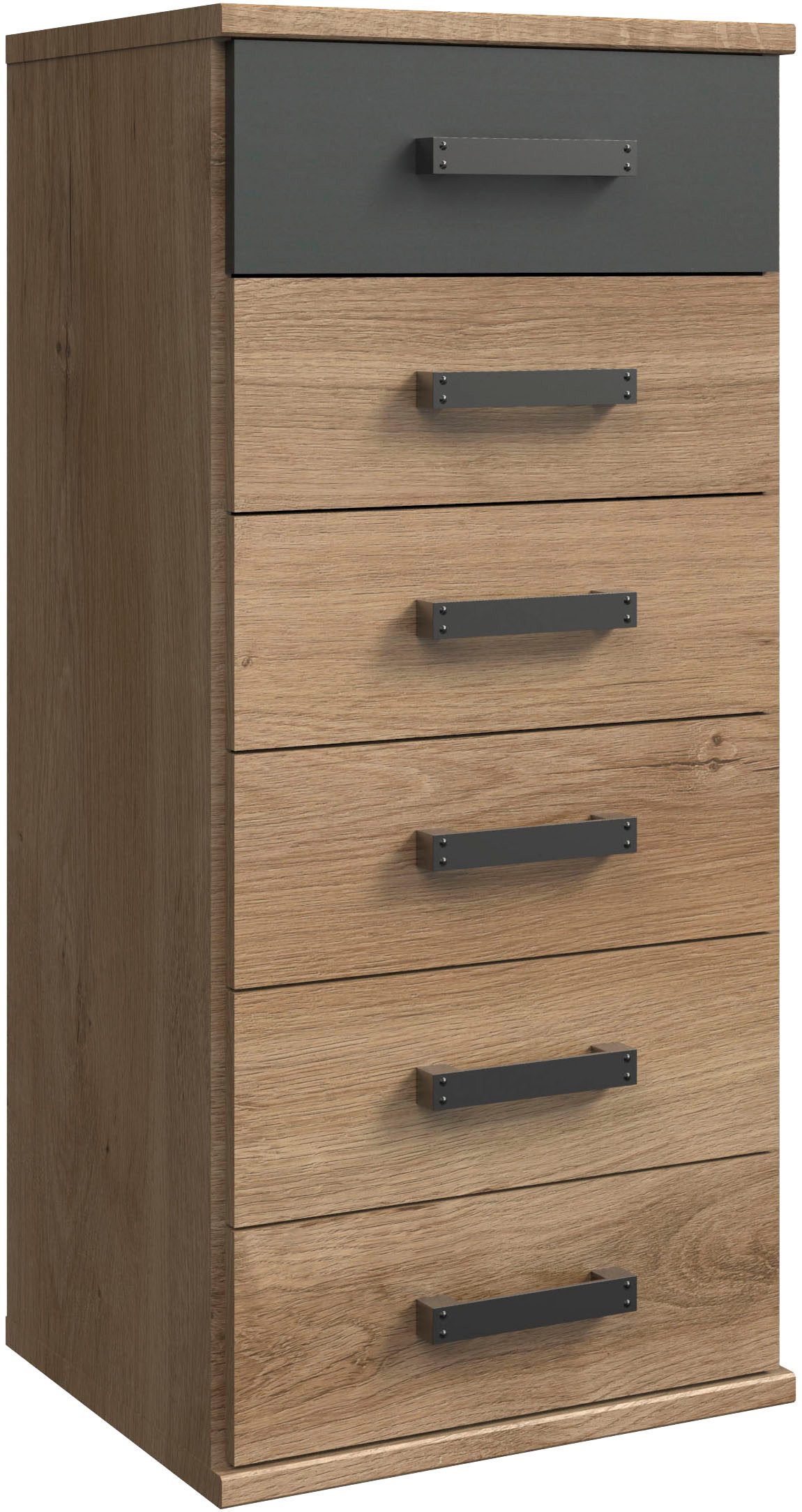 Wimex Schubkastenkommode Cork, Hochkommode, Highboard 46/40/103cm, Made in Germany, industrial Design, rustikaler Look, 6 Schubladen