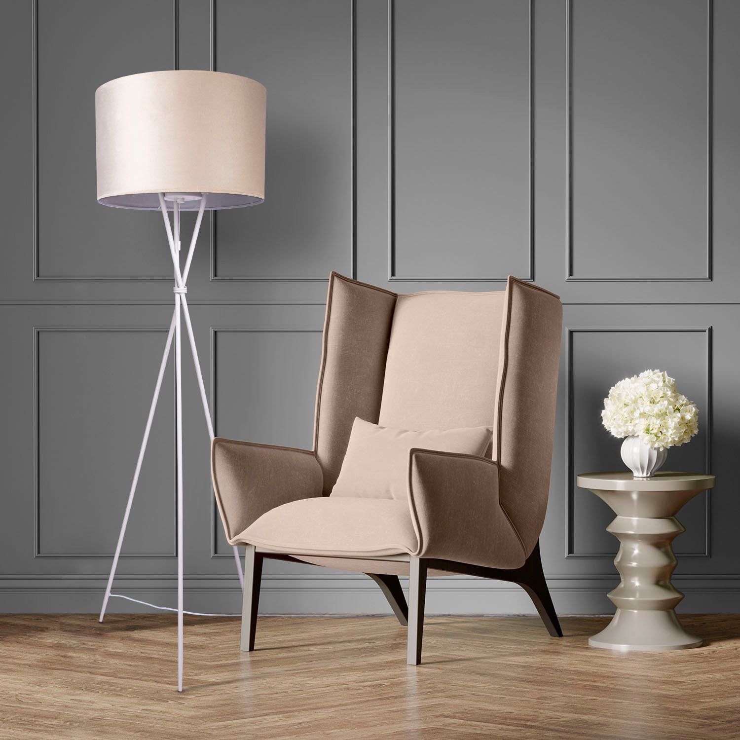 Paco Home Stehlampe Kate uni Color, ohne Leuchtmittel, Wohnzimmer Dreibein günstig online kaufen