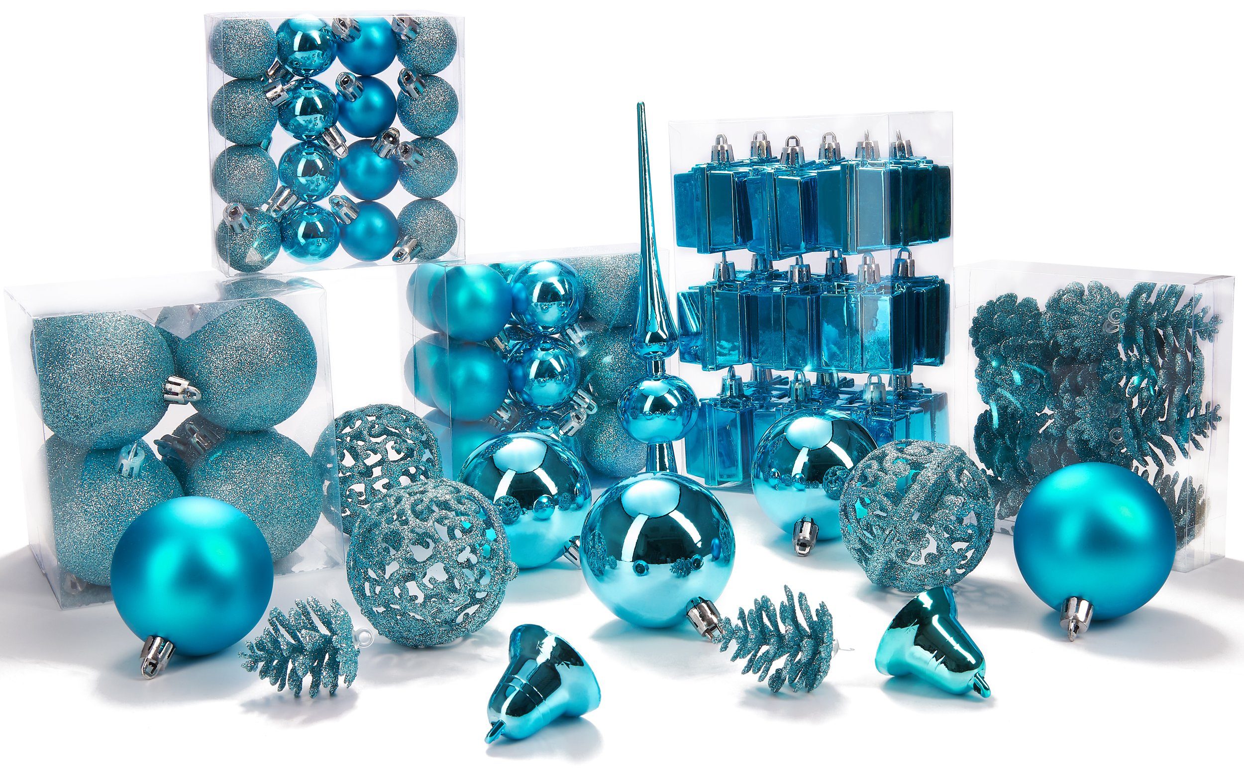BRUBAKER Weihnachtsbaumkugel 101-teiliges Weihnachtskugel-Set mit Baumspitze, Christbaumschmuck aus Kunststoff, Weihnachtsdekoration edel und robust