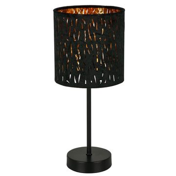 etc-shop Tischleuchte, Leuchtmittel nicht inklusive, Nachttischleuchte Textil schwarz Tischlampe gold
