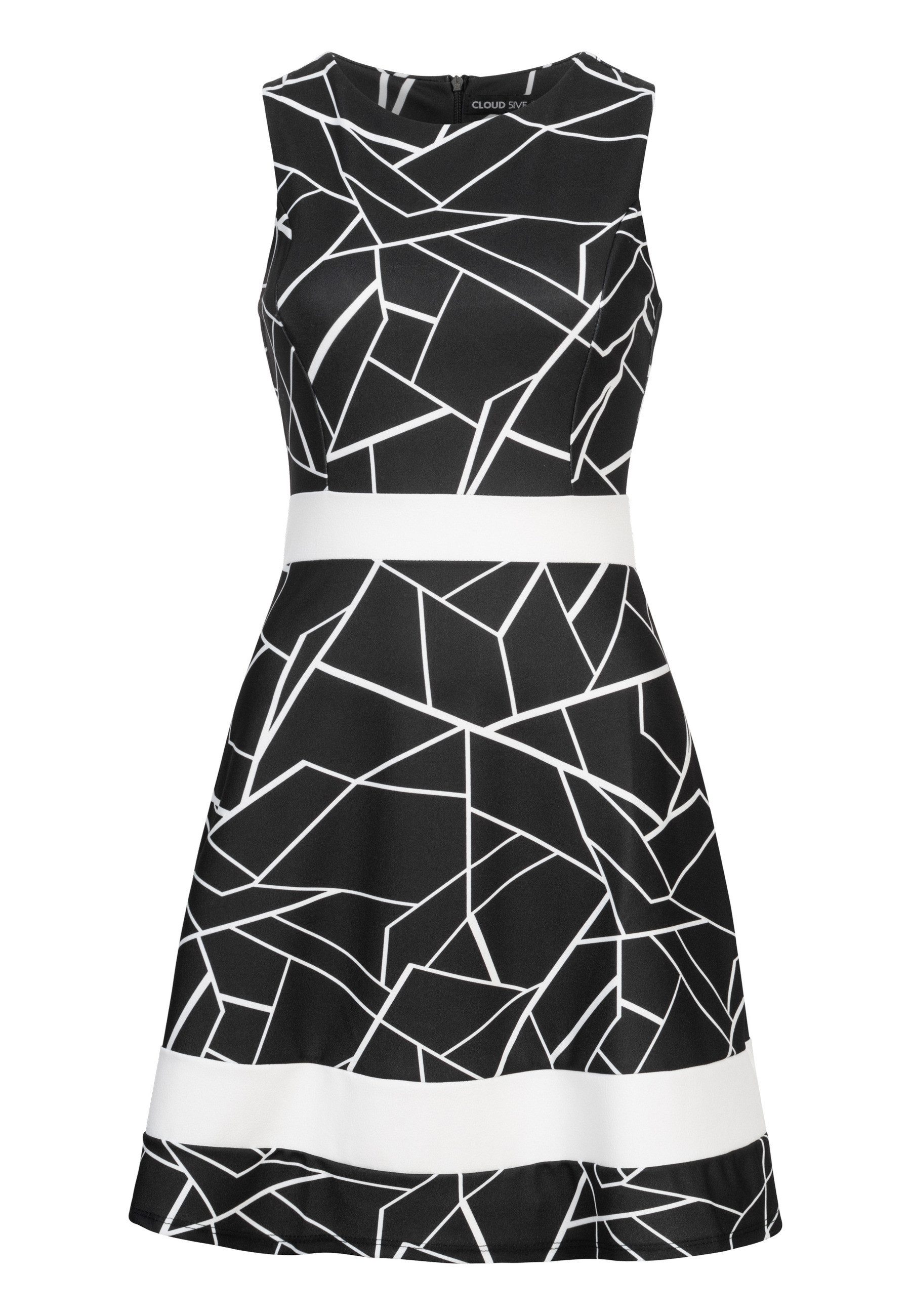 CLOUD 5IVE Shirtkleid CLOUD 5IVE Dress with Abstract Print and Zipper on the back (1-tlg)