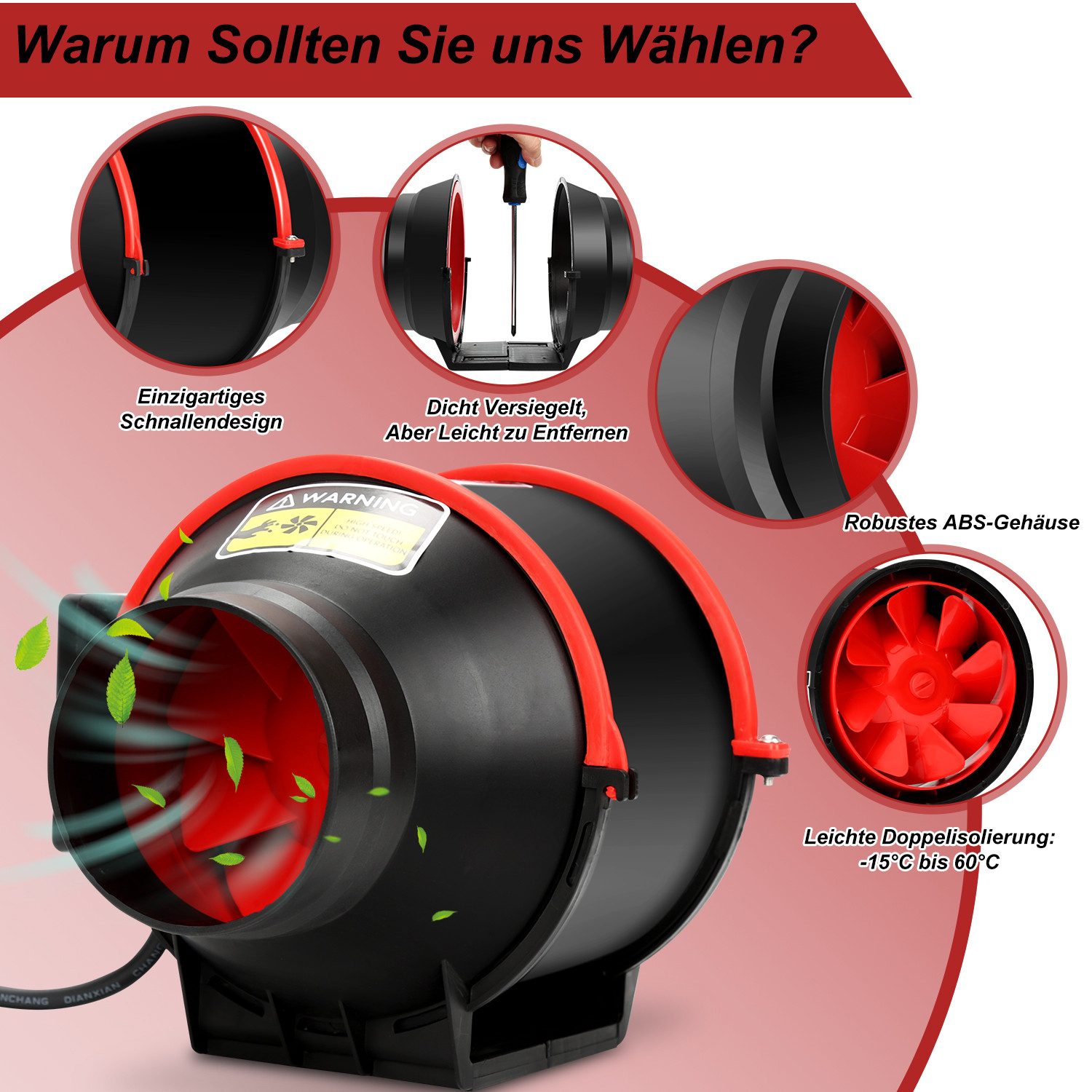 Clanmacy Wandventilator Rohrventilator Ø100mm Rauchabzug mit günstig online kaufen