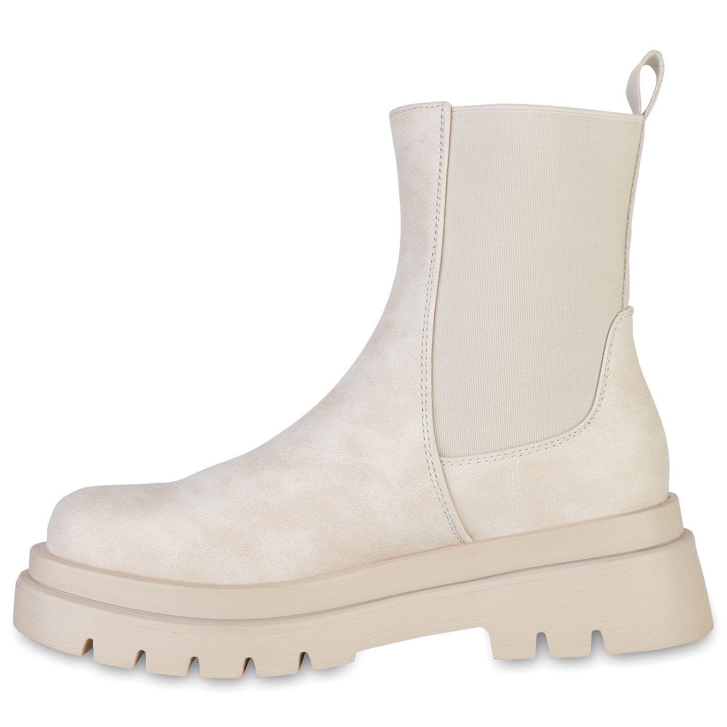VAN HILL 837887 Plateaustiefelette Damen Plateau Boots Stiefeletten Stiefel Profil-Sohle
