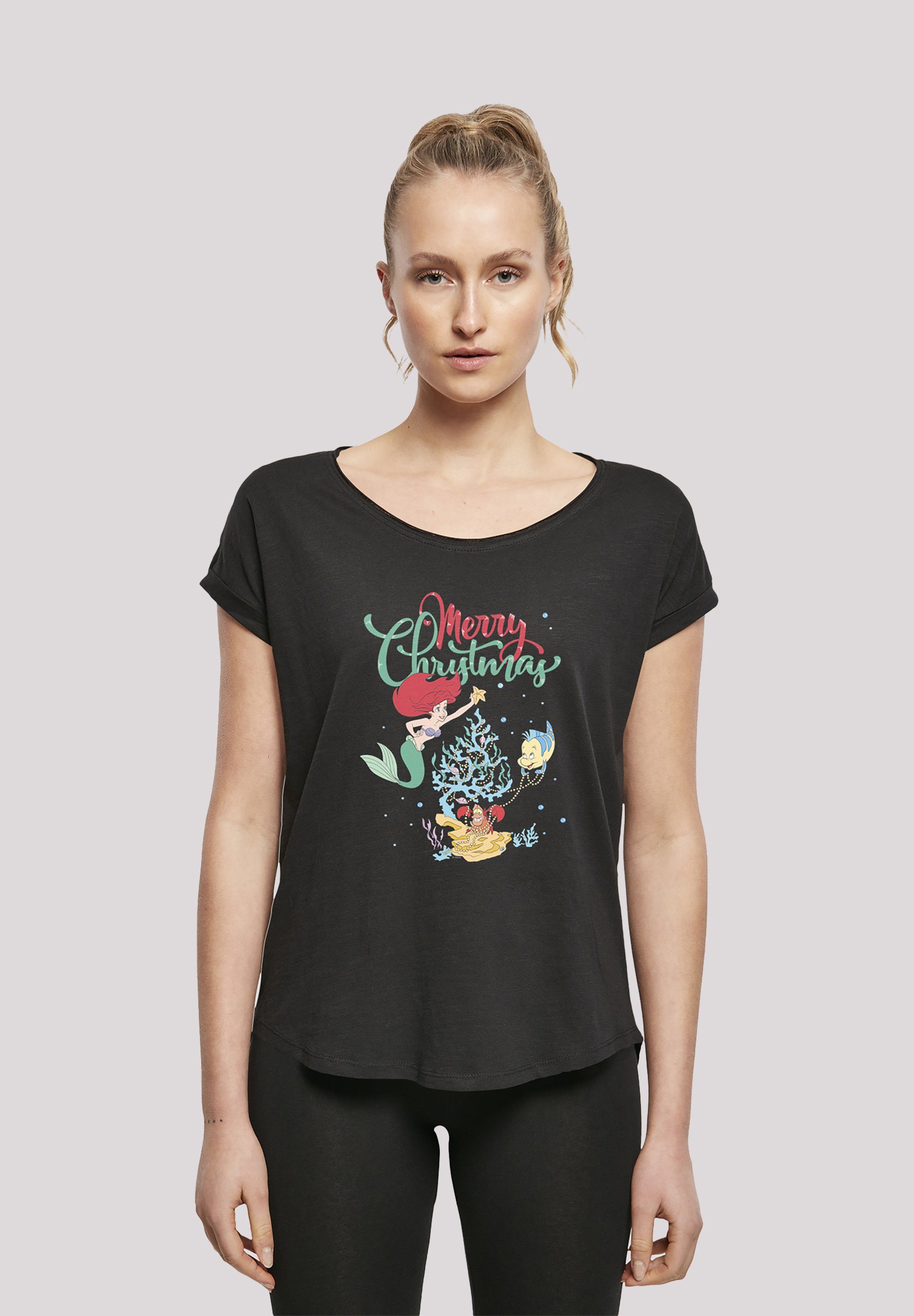 die Disney Print Meerjungfrau T-Shirt Christmas Merry Arielle F4NT4STIC