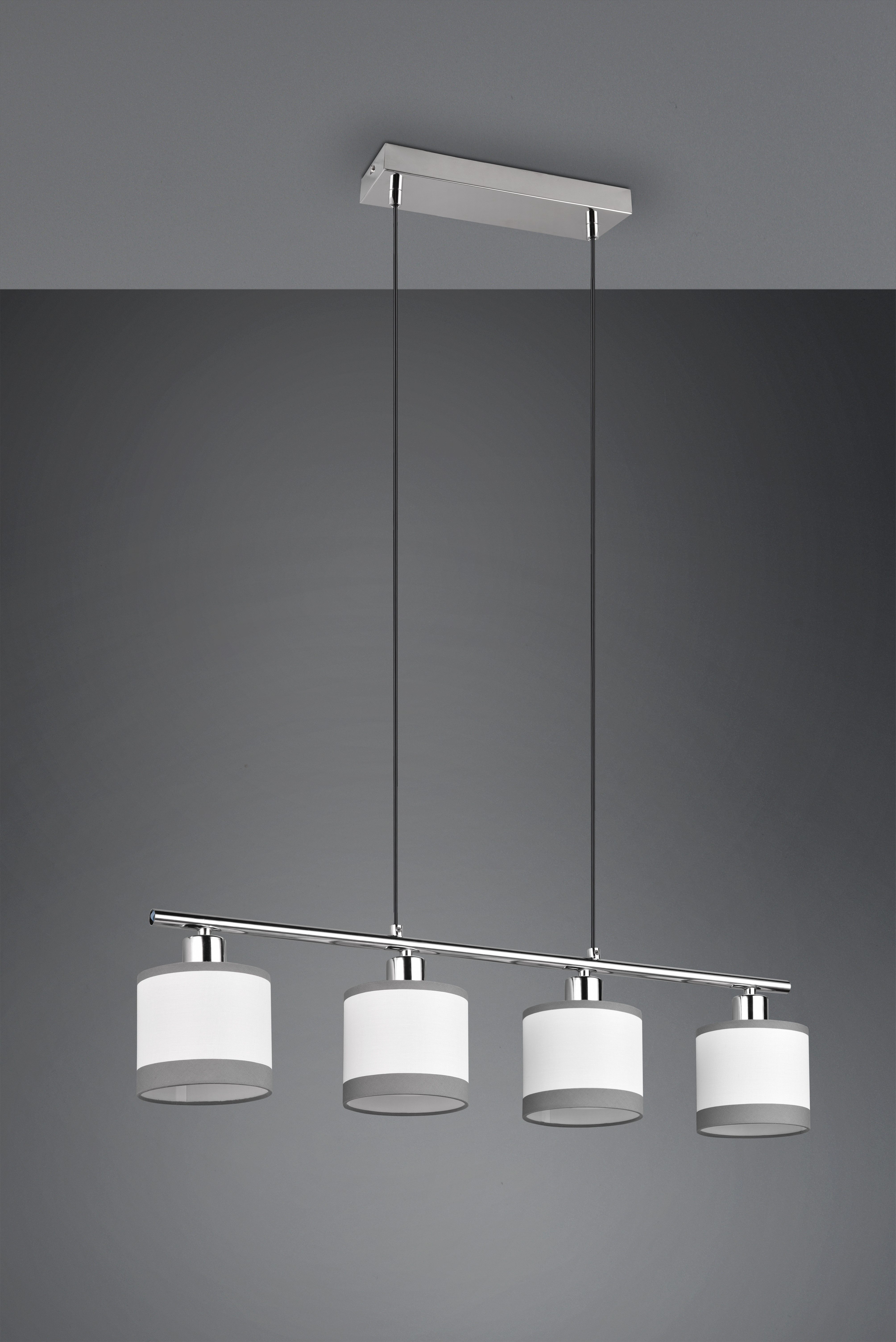 Reality Leuchten Pendelleuchte DAVOS, Hängeleuchte 4-flammig exkl 4x E14 max 10W höhenverstellbar, Leuchtmittel wechselbar, warmweiß - kaltweiß, Hängelampe mit Stoffschirmen 2-farbig Höhe bis max 150cm verstellbar