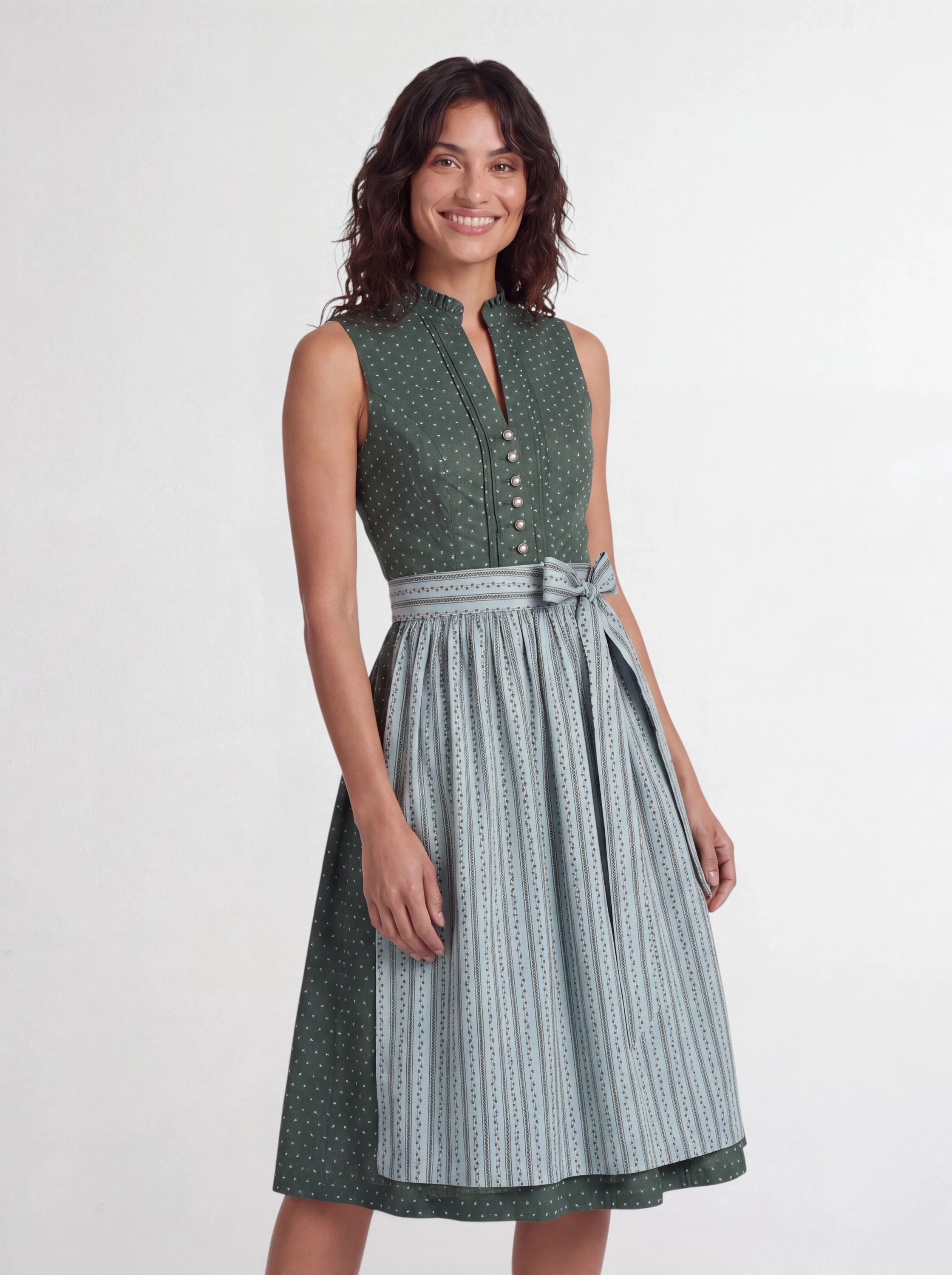 Nübler Trachtenkleid Dirndl midi Jette in Petrol von Nübler Größe 32 - Rocklänge 60 cm