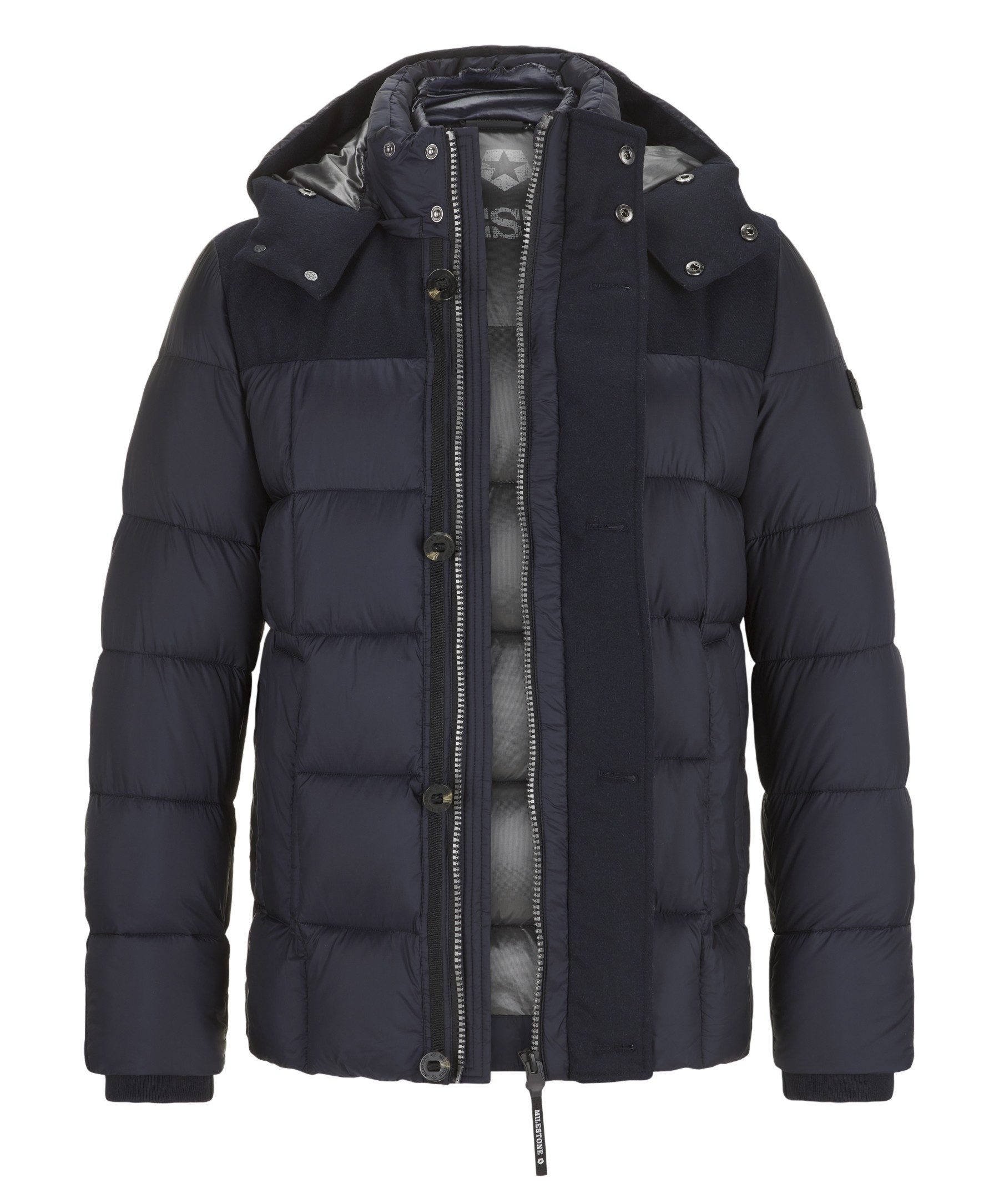 Milestone Steppjacke MSTimber Winterjacke im Materialmix mit Kapuze, waserabweisend und winddicht