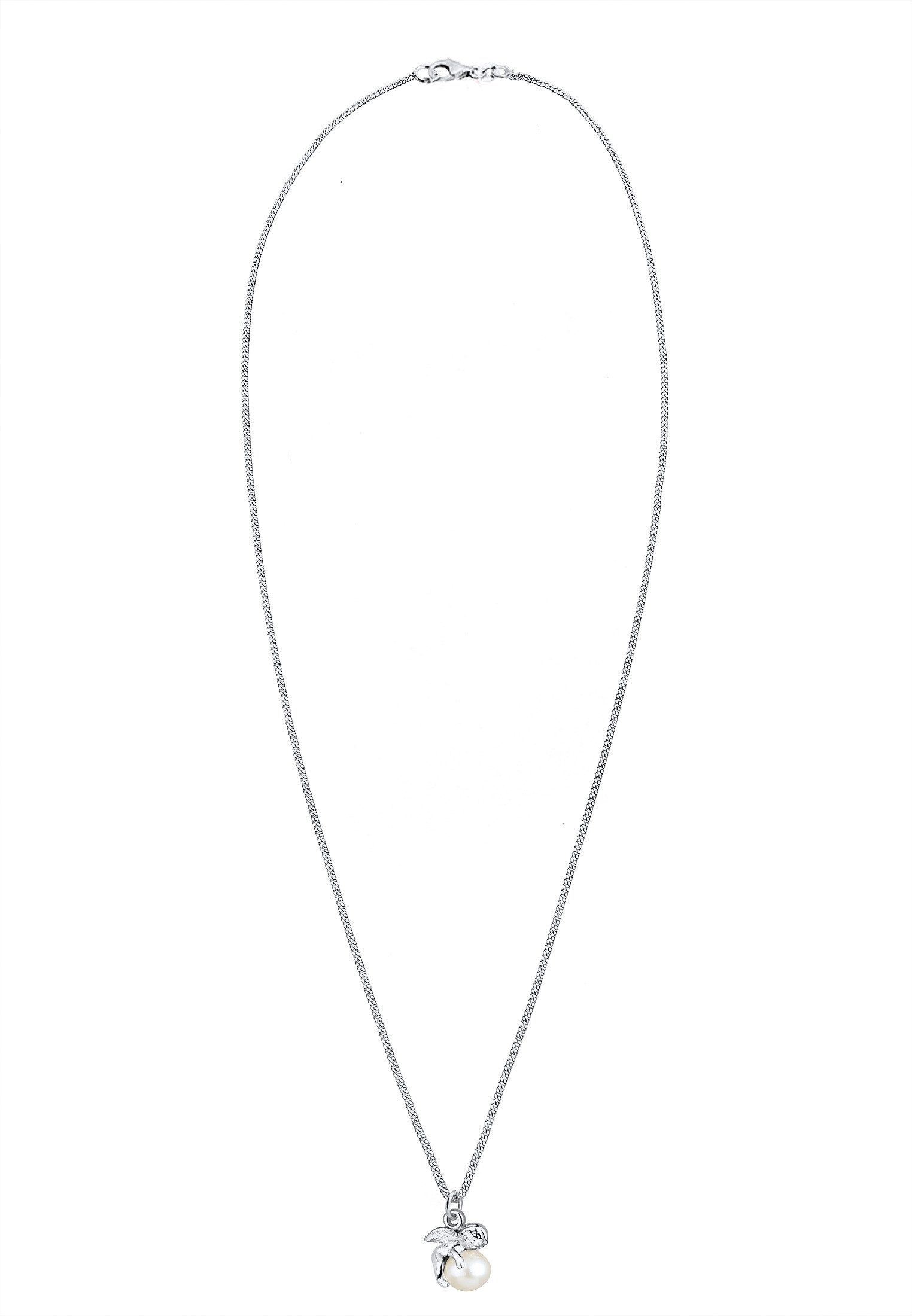 Elli Perlenkette Anhänger Engel mit Süßwasserzuchtperle 925 Silber