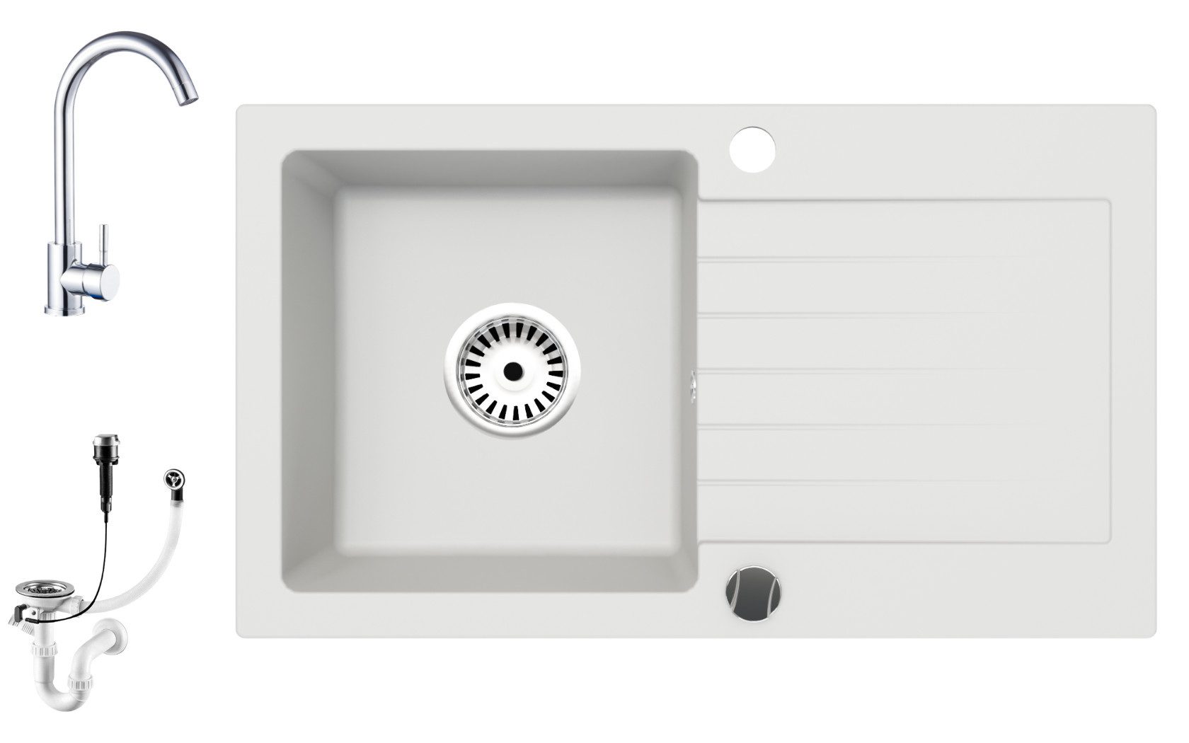 Faizee Möbel Granitspüle Granitspüle 76 cm Schwarz/Grau/Beige Mit passender günstig online kaufen