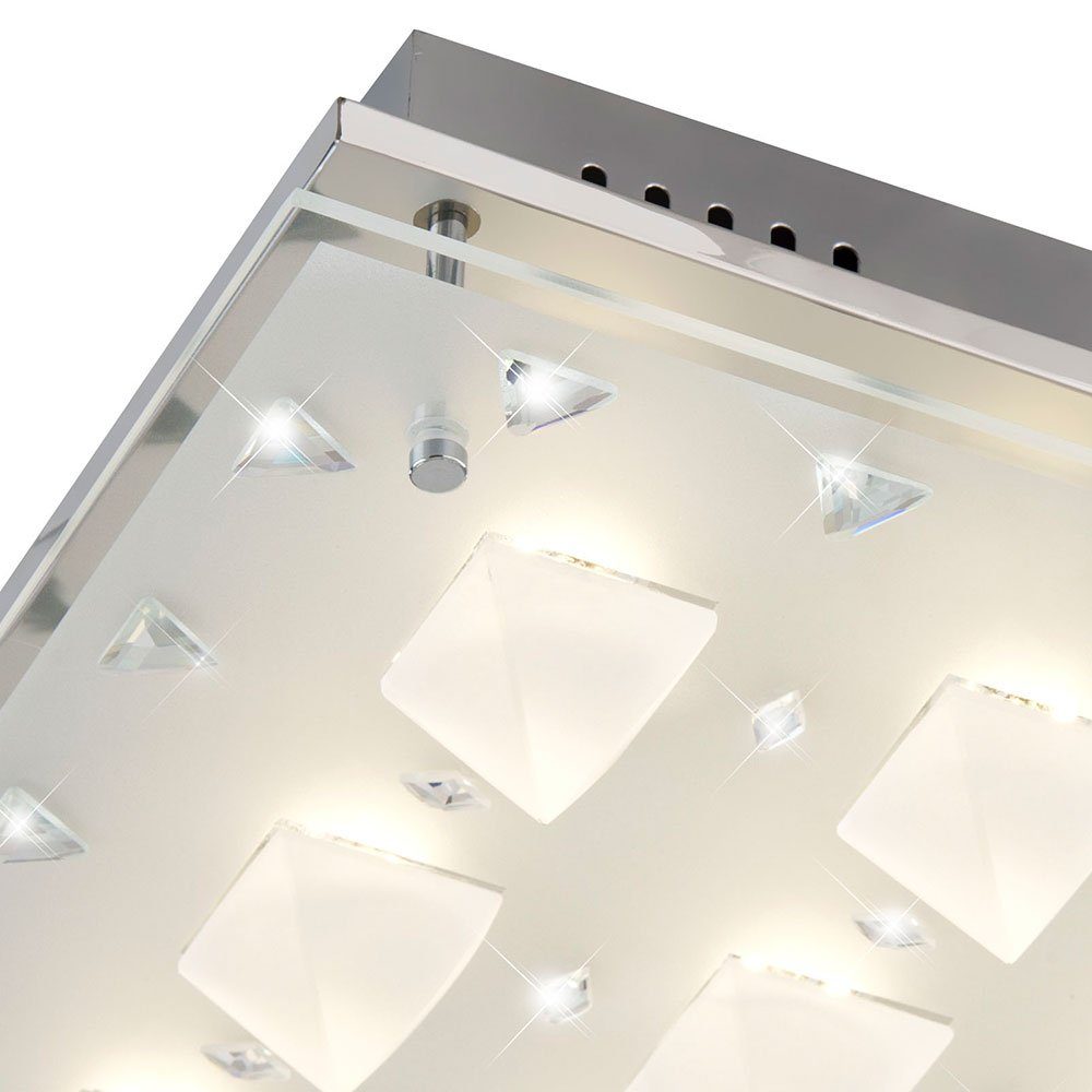 Deckenlampe Wohnzimmerlampe LED Kristall fest Deckenleuchte, etc-shop chrom verbaut, LED-Leuchtmittel Deckenleuchte LED Warmweiß,