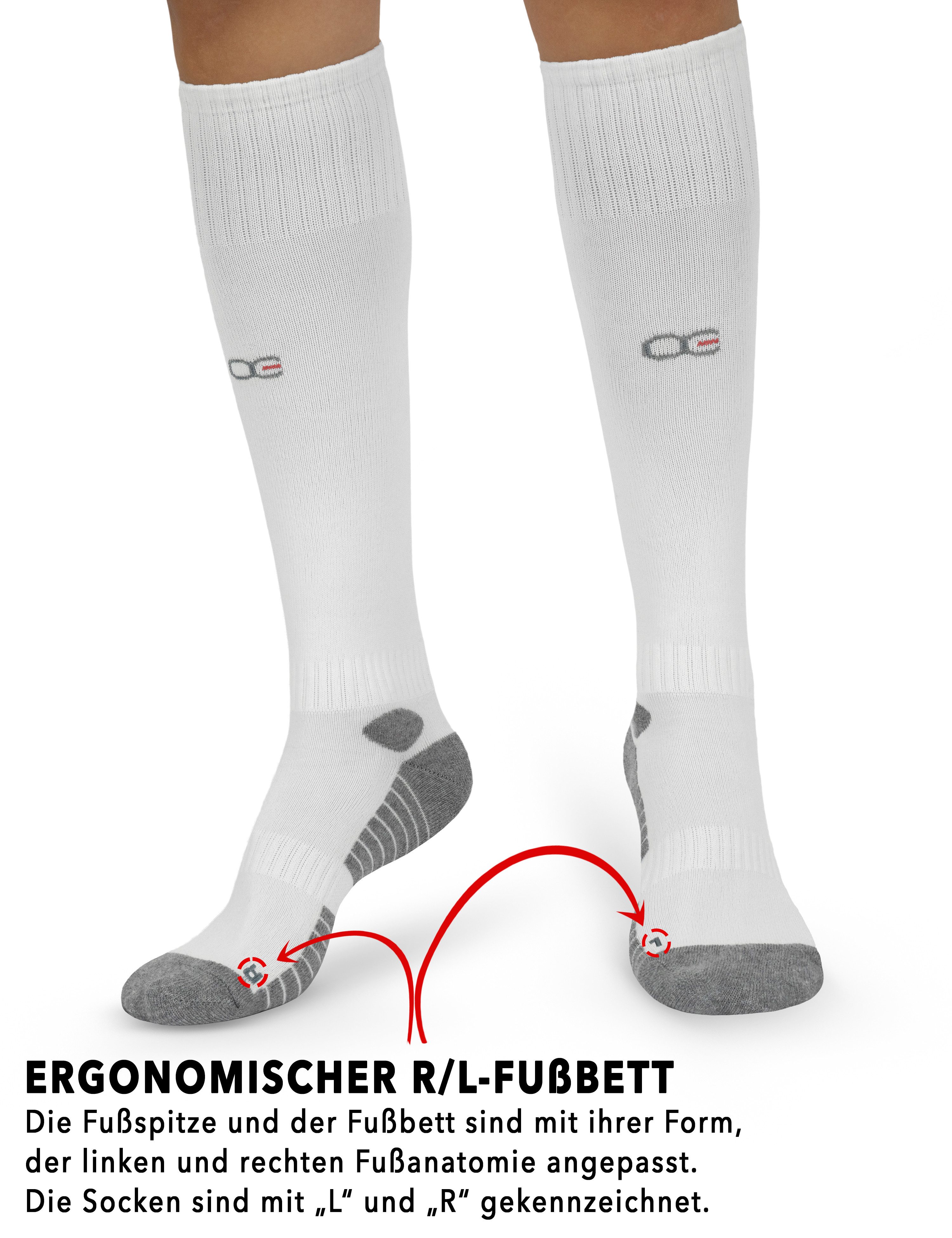 OCERA Freizeitsocken 3 Paar Kniestrümpfe mit Baumwoll-Frottee-Sohle für Kids und Erwachsene