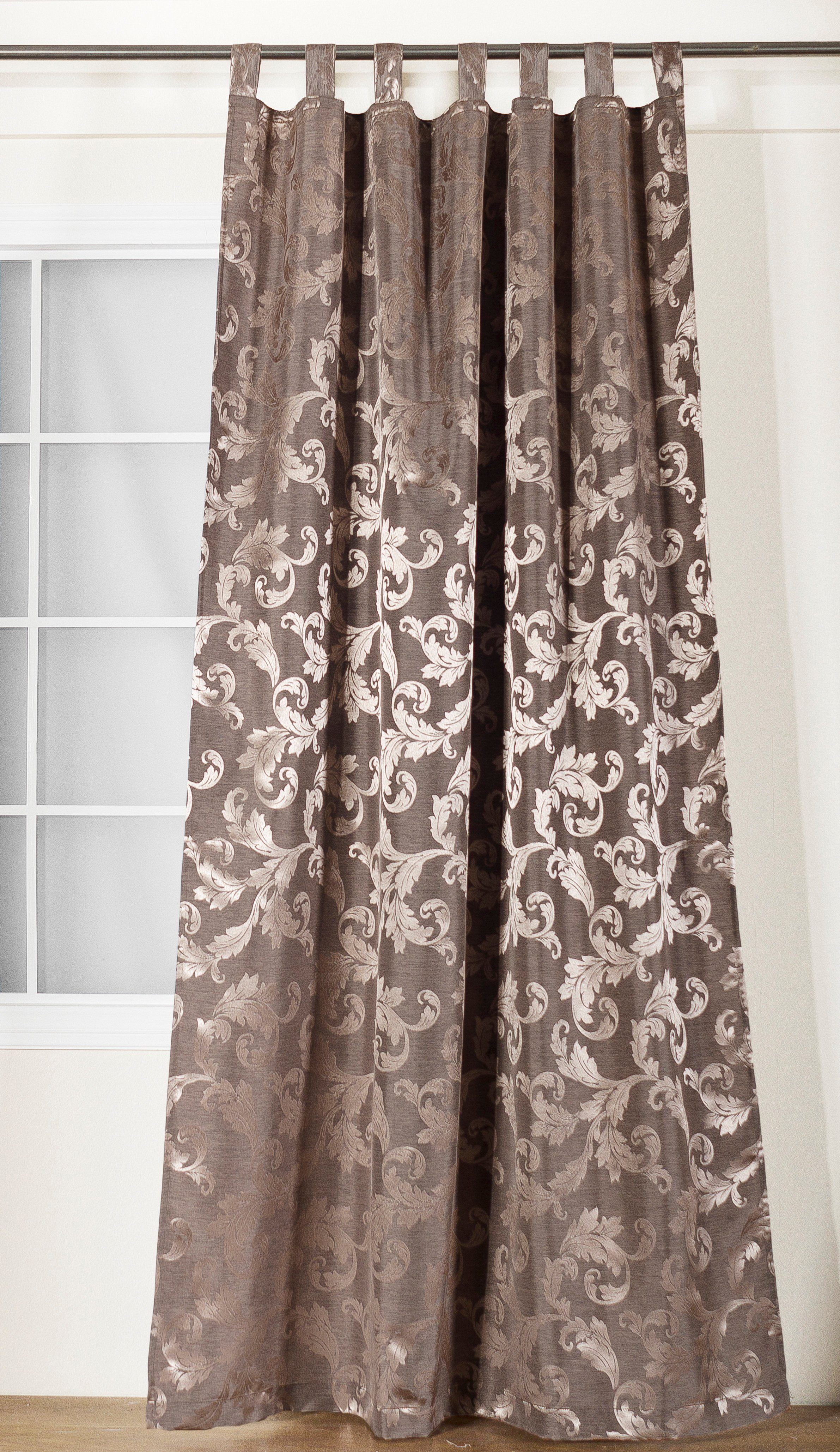 EXPERIENCE Vorhang Schlaufenschal Seitenschal Schlaufenvorhang Lyon 140x245 cm Uni Ornamente Glanz Barock (1 St), Schlaufen, blickdicht, Jacquard, mit 7 Schlaufen