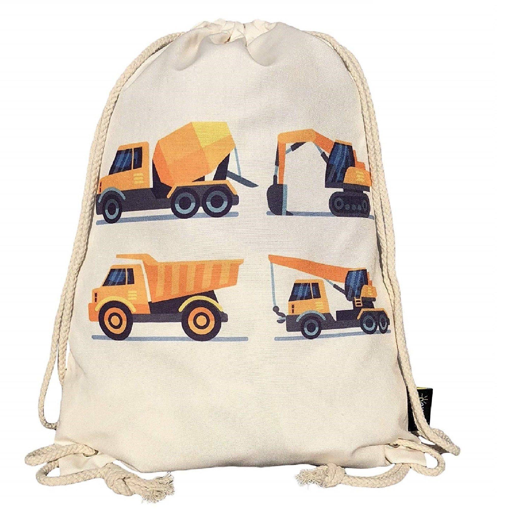 HECKBO Turnbeutel Kinder Turnbeutel Baufahrzeuge