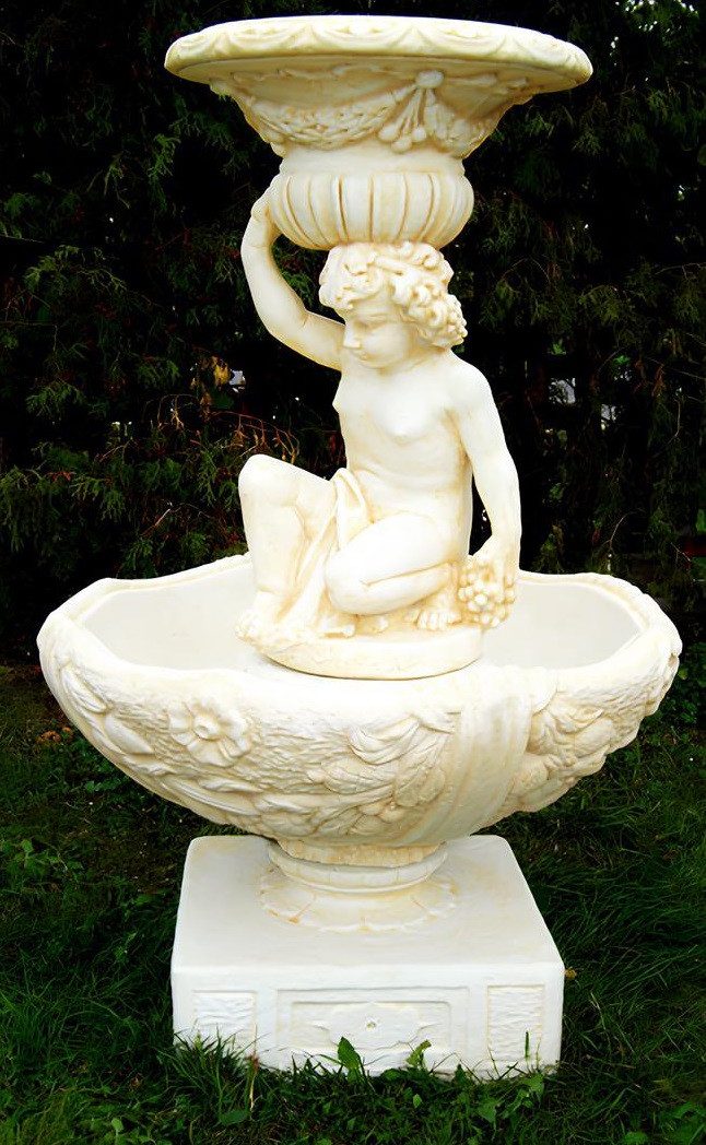Xlmoebel Gartenbrunnen Zierbrunnen aus Steinguss mit beruhigender Fontäne, (Artikel 1013), Hergestellt in Europa