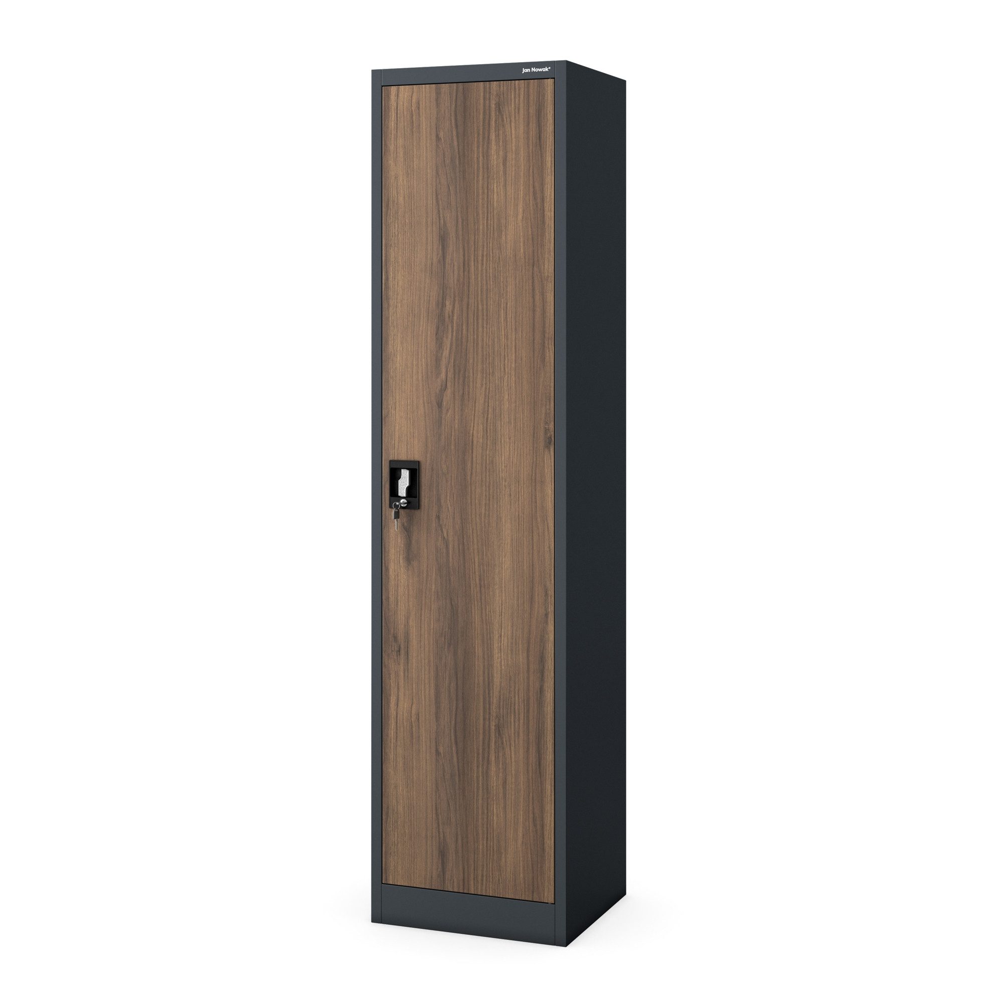 Jan Nowak Aktenschrank Metall Büroschrank abschließbar 45 cm ALEX 4 Böden Stahl schmal (Aktenschrank Ordnerschrank Büro Kanzlei Praxis platzsparend, Stahl 0,6 mm 185 x 45 x 40 cm Wandmontage 2 Schlüssel robust) Schloss langlebig pulverbeschichtet 13 Farben