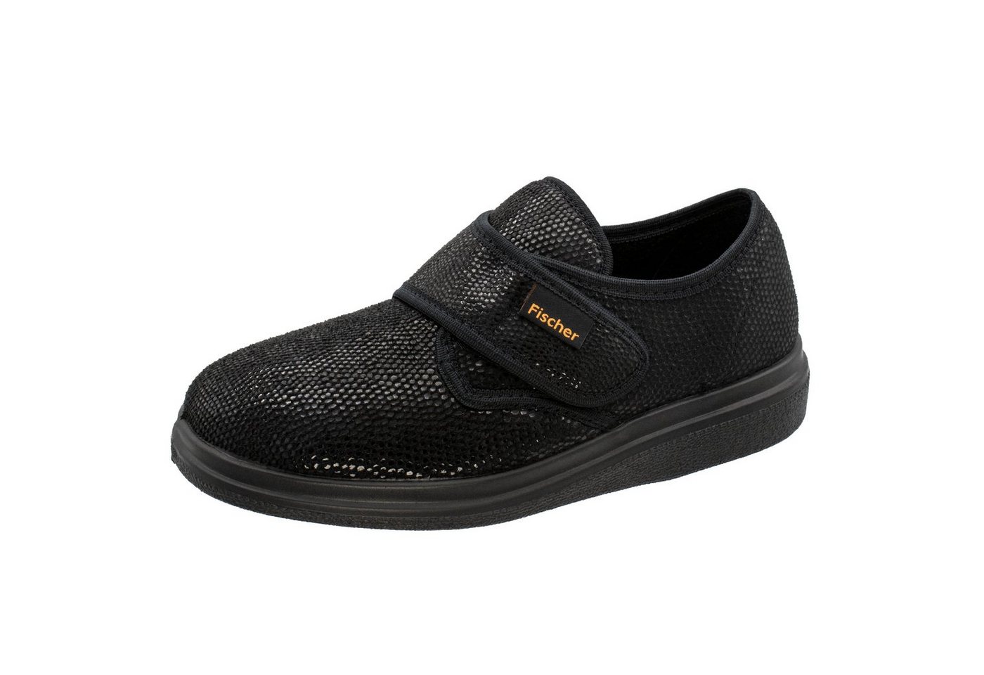 Fischer-Markenschuh Ortho Hausschuh mit Klettverschluss, Weite K, Frotteefutter, Reptilstretch