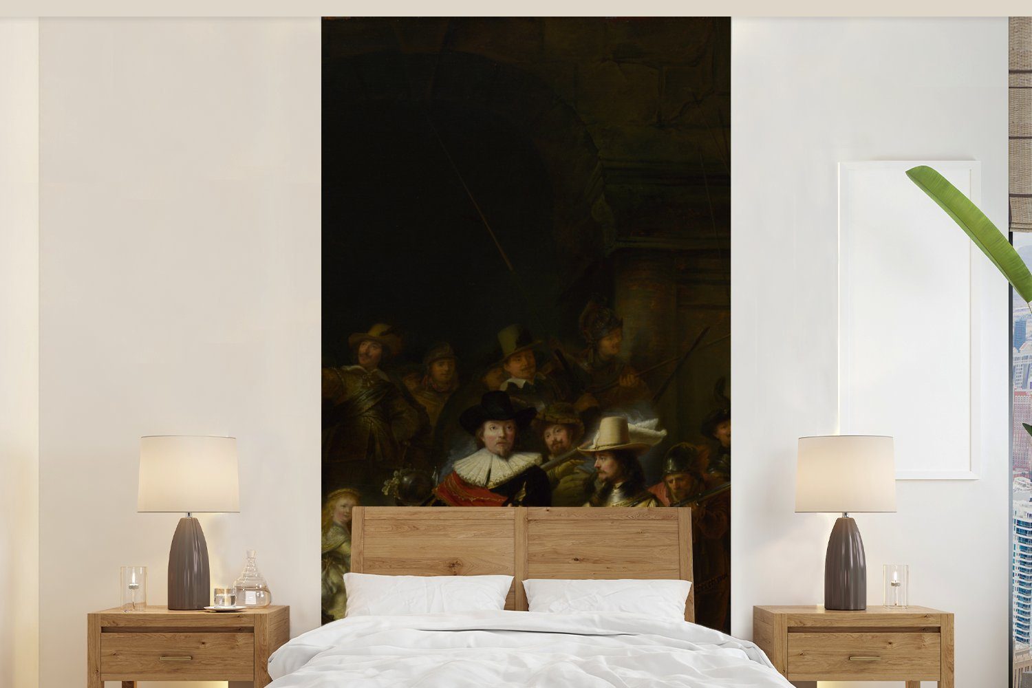 MuchoWow Fototapete Die Nachtwache - Gemälde von Rembrandt van Rijn, Matt, bedruckt, (2 St), Vliestapete für Wohnzimmer Schlafzimmer Küche, Fototapete