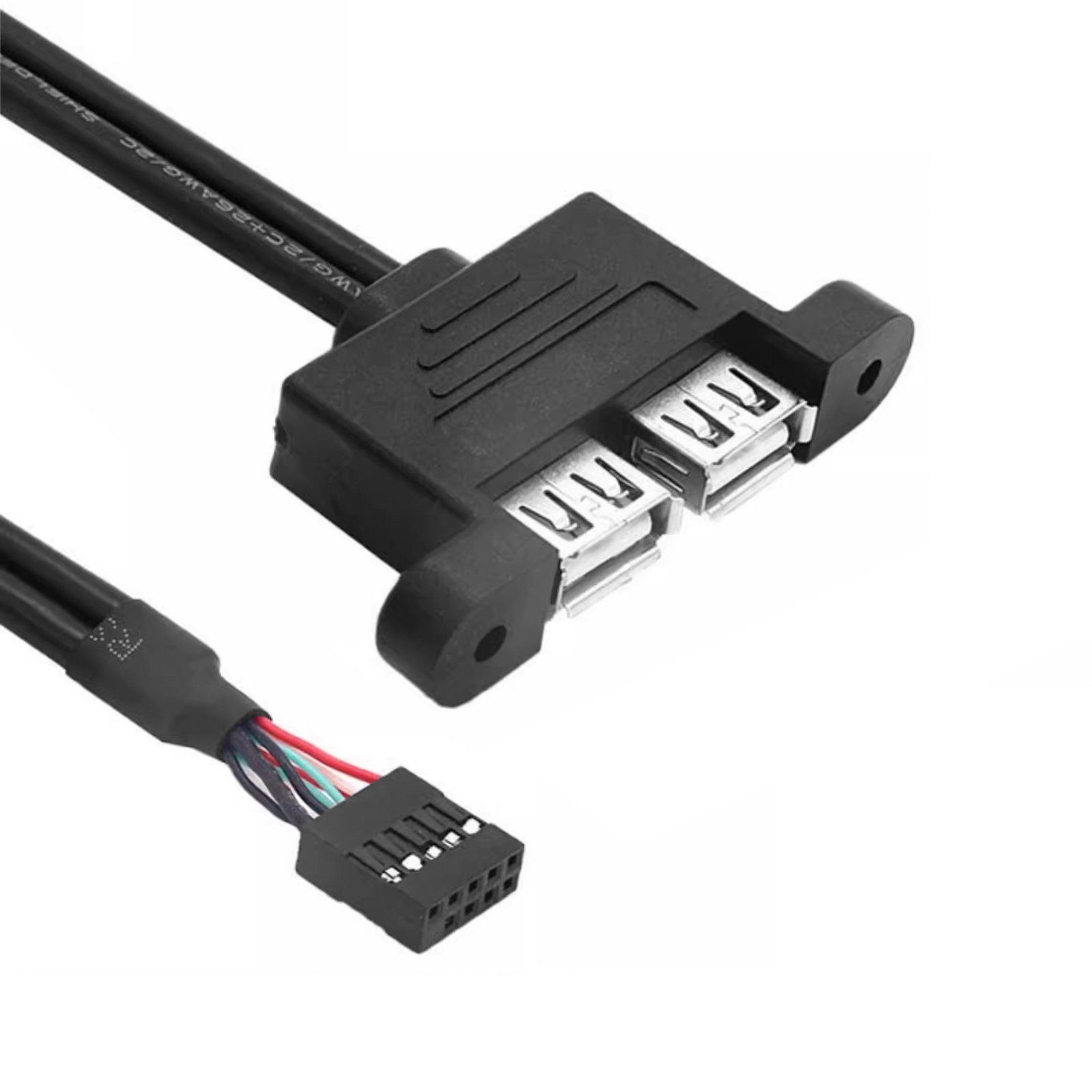 Bolwins Q66 USB 9 pin Header auf 2x USB 2.0 A Buchse festbar USB
