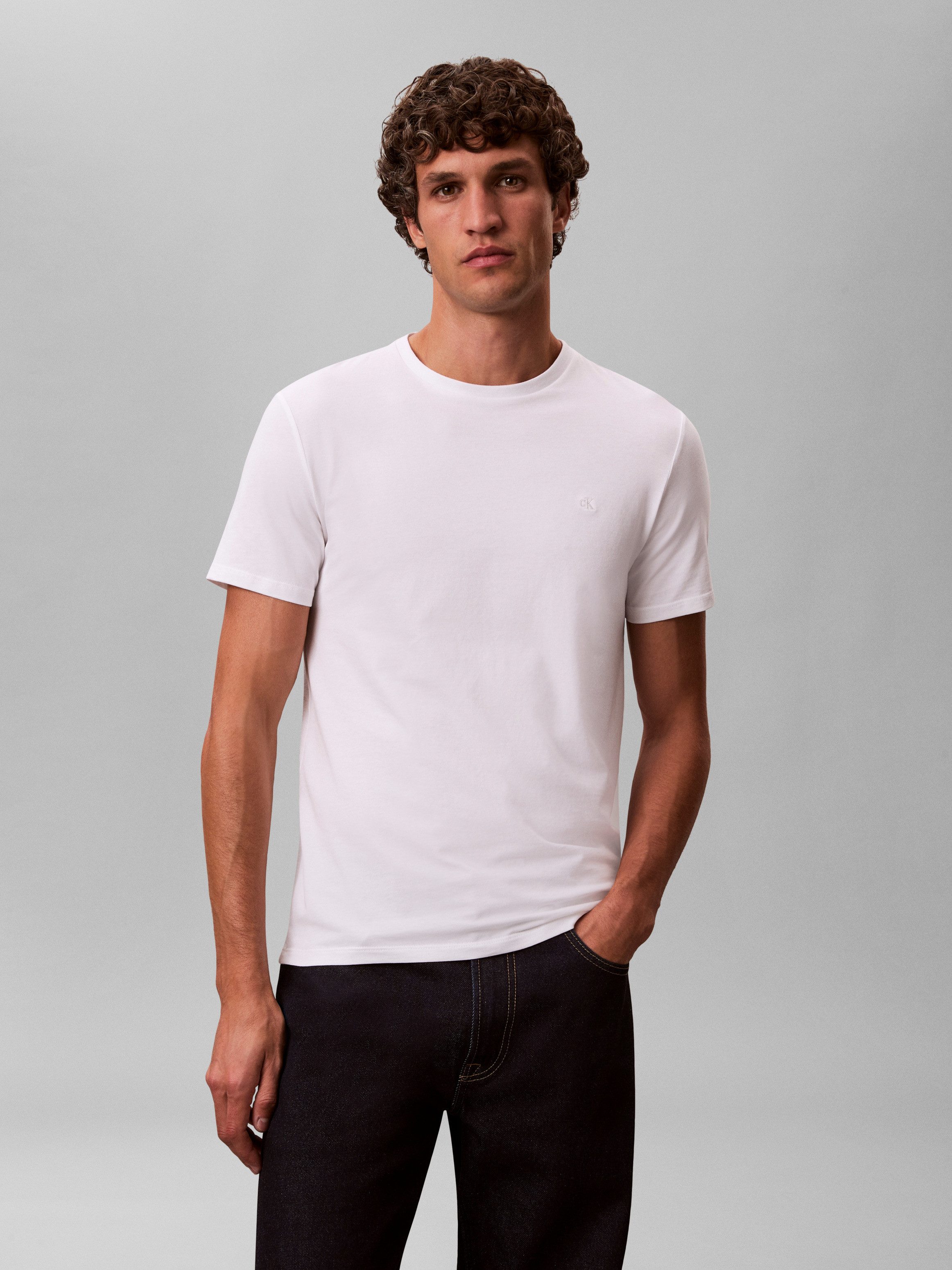 Calvin Klein Jeans T-Shirt SS STRETCH COTTON SLIM TEE Mit Rundhalsausschnitt – Bild 3 von 5