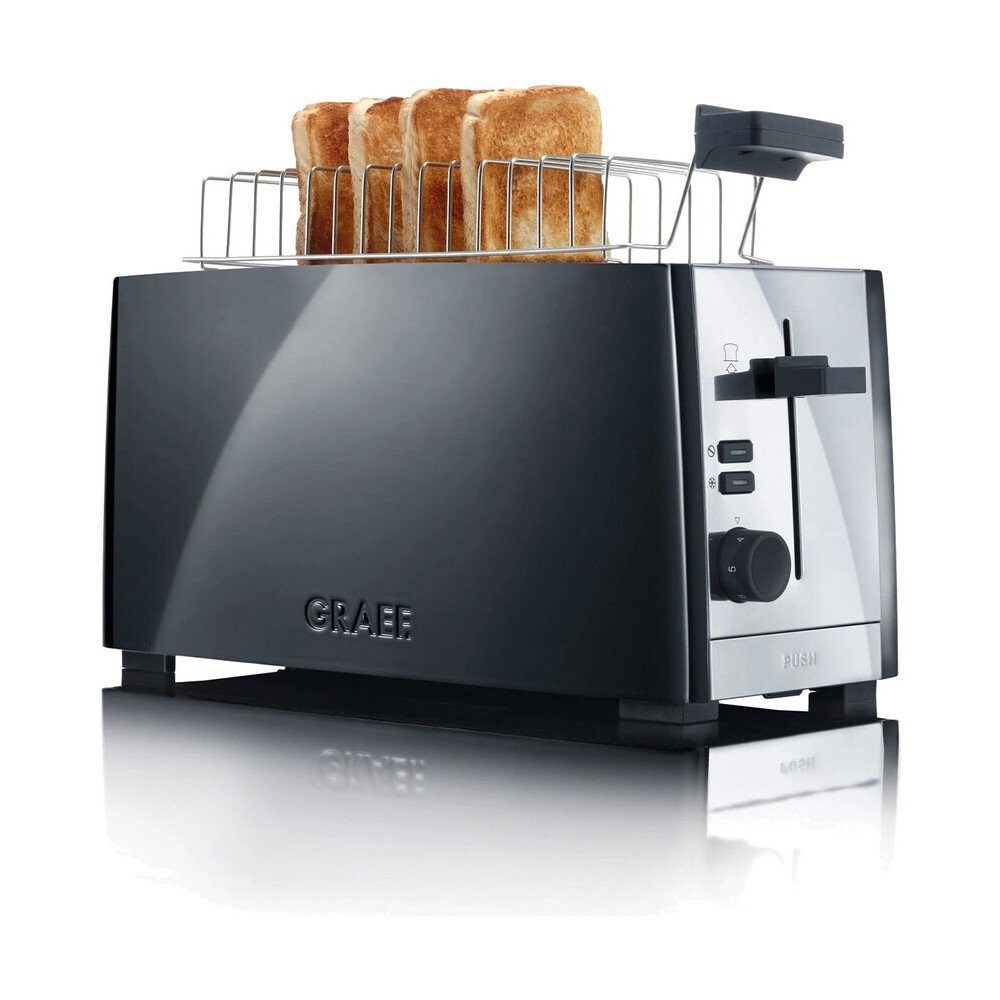 Graef Toaster TO102 4-Scheiben-Toaster 38x16x19 cm 1380 W schwarz, TO102, 38,00cm, Edelstahl, schwarz