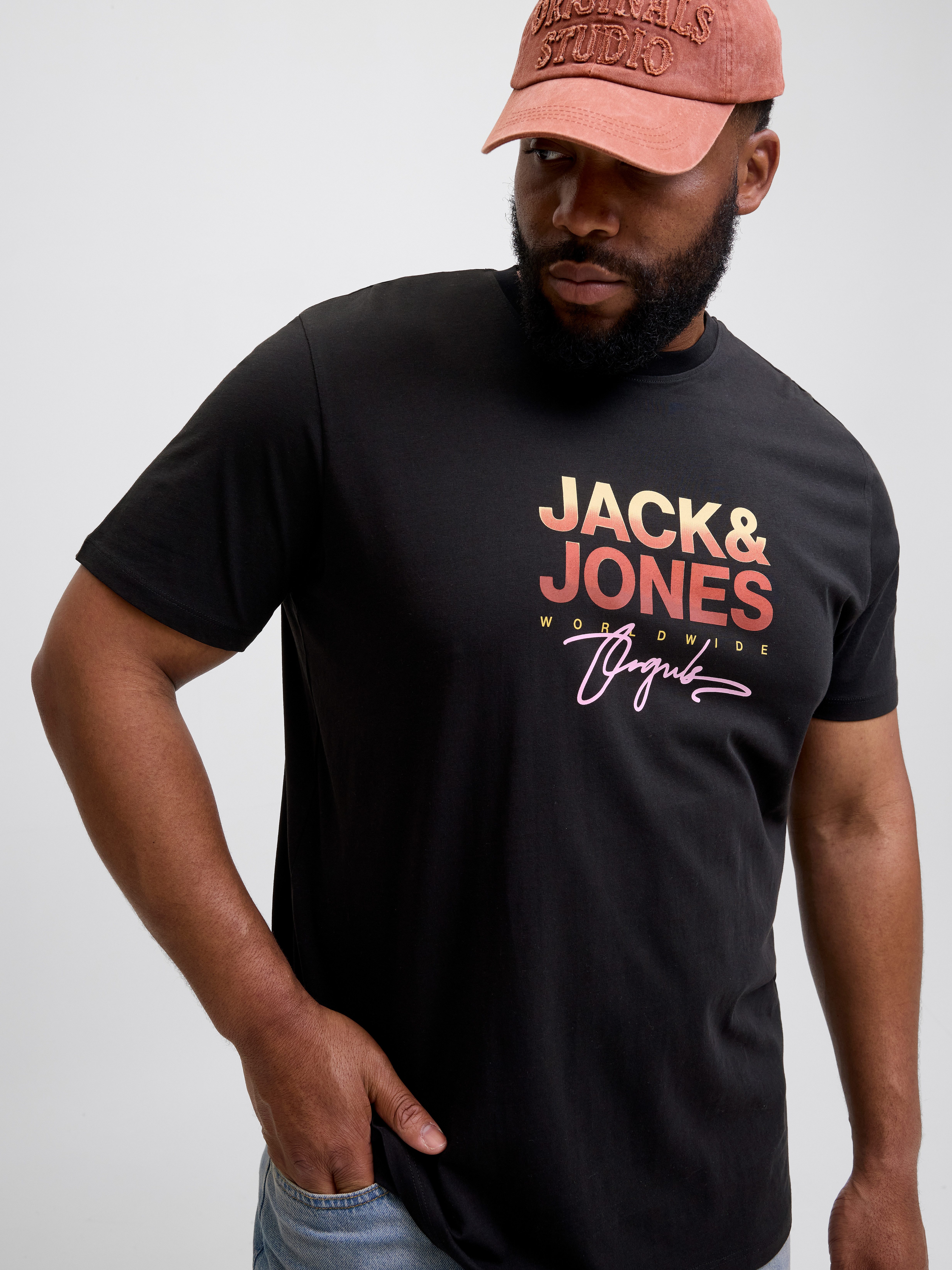 Jack & Jones PlusSize Print-Shirt JORCANGGU TEE SS CREW NECK FST PLS mit Logo Print
