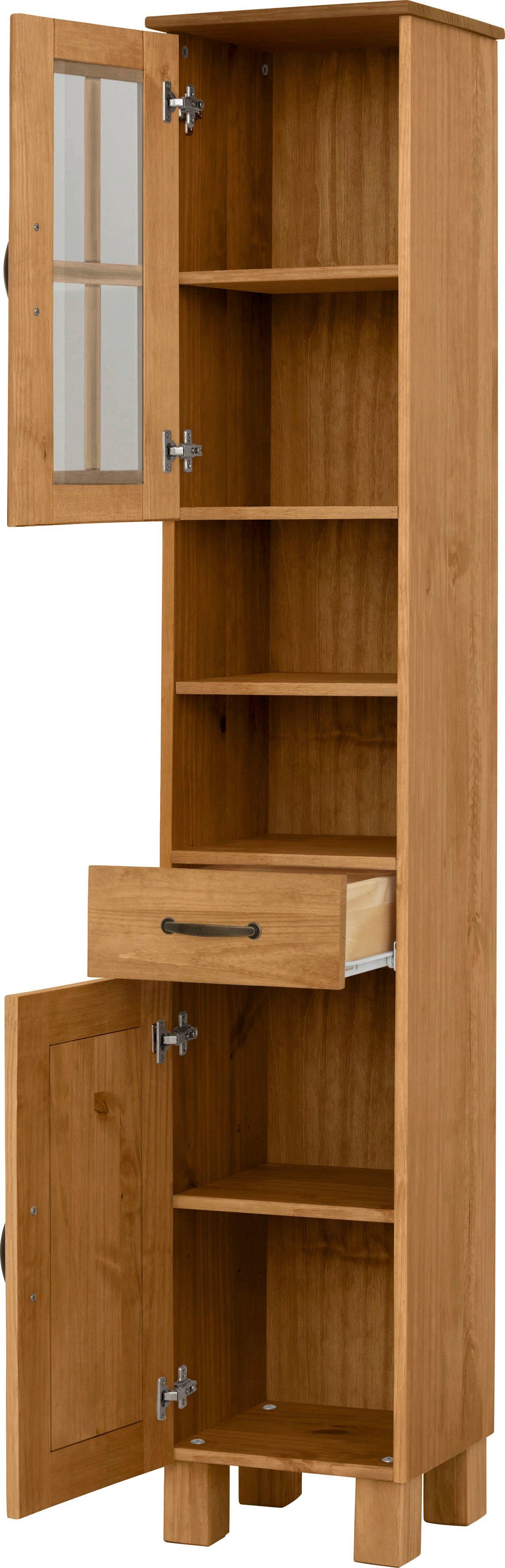 Home affaire Hochschrank Rodby FSC®-zertifiziertes 180 Höhe cm, | natur natur cm Massivholz, 33 Breite gebeizt/gewachst