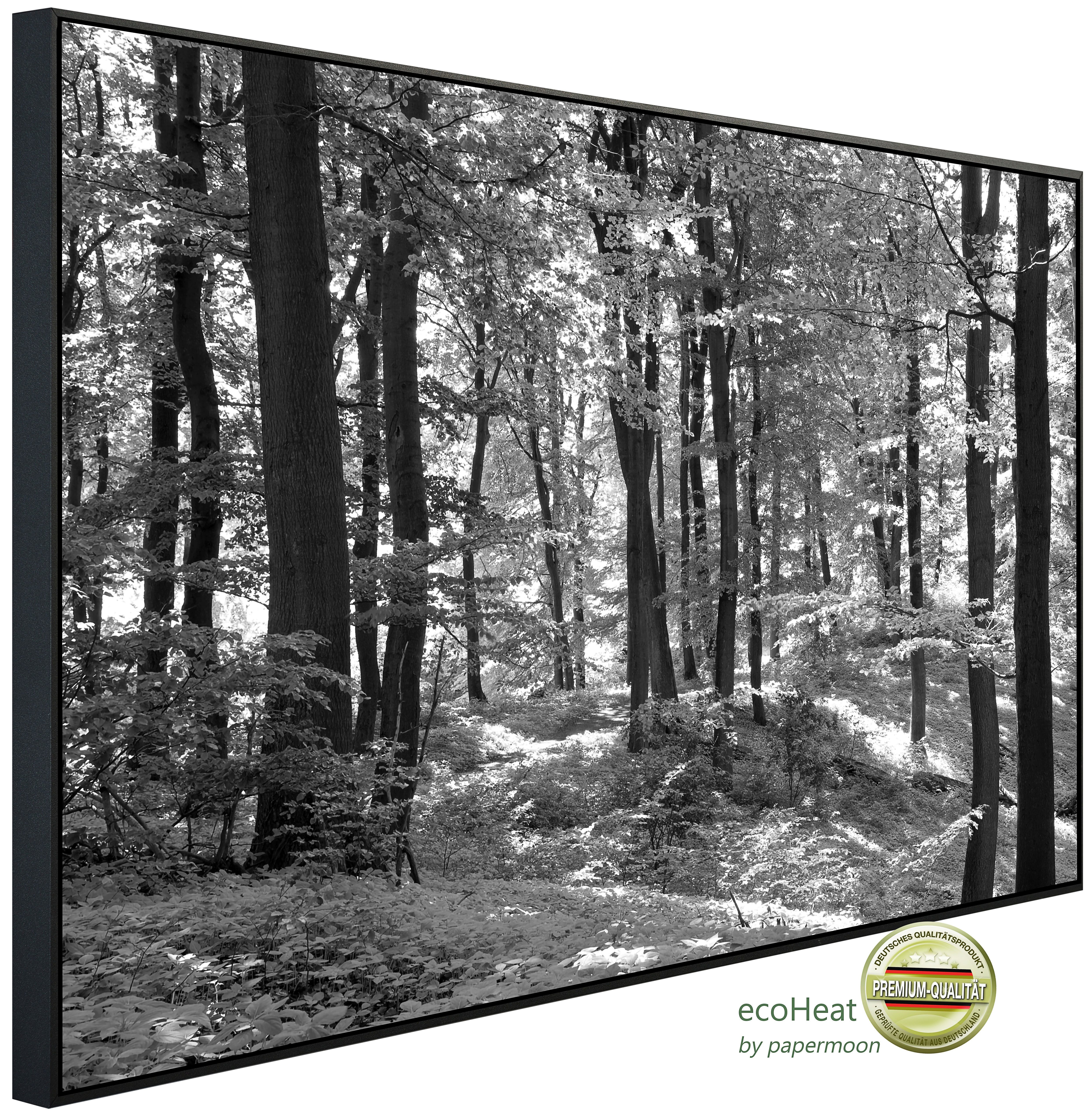 Papermoon Infrarotheizung INFRAROT-BILD-HEIZUNG, Wald Schwarz & Weiß, TÜV-Rheinland/GS zertifiziert, angenehme Strahlungswärme