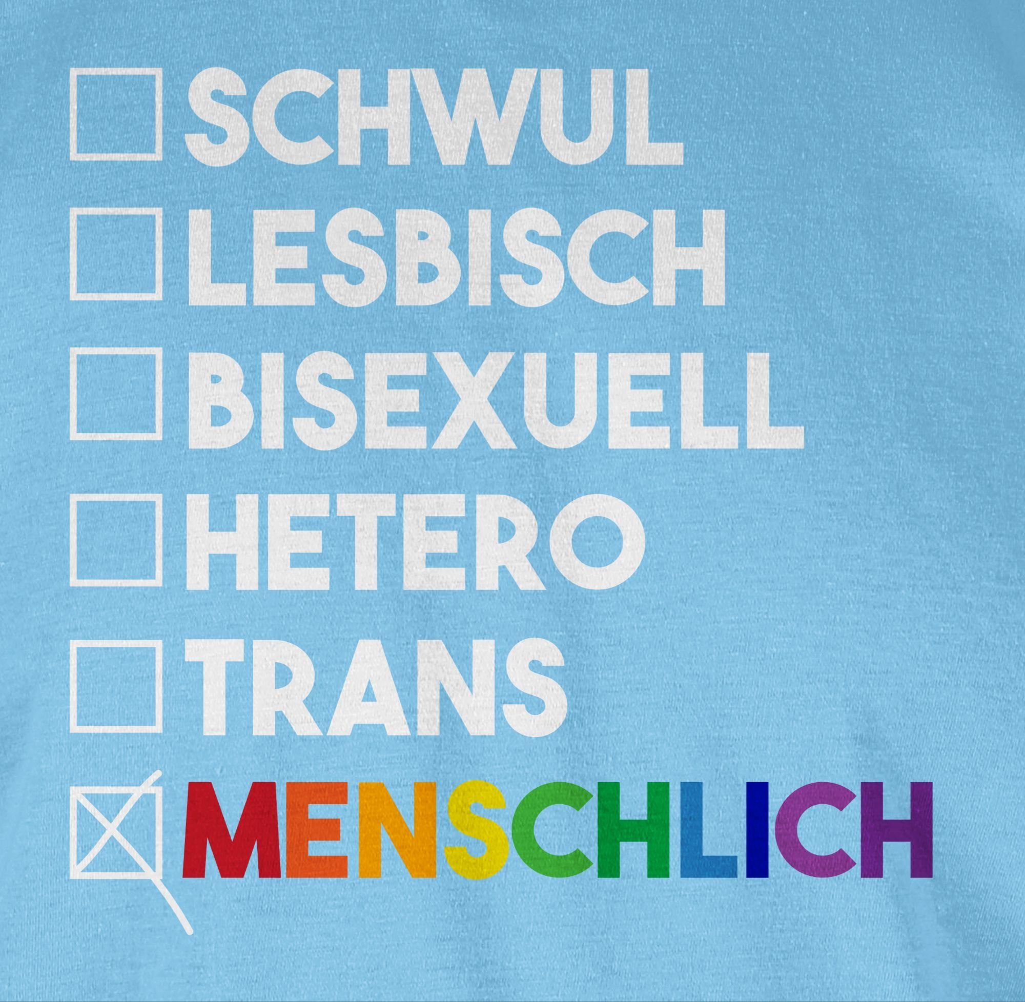 Shirtracer T-Shirt Menschlich - Deine LGBT Kleidung Regenbogen - - - 03 weiß Hellblau Wahl Pride