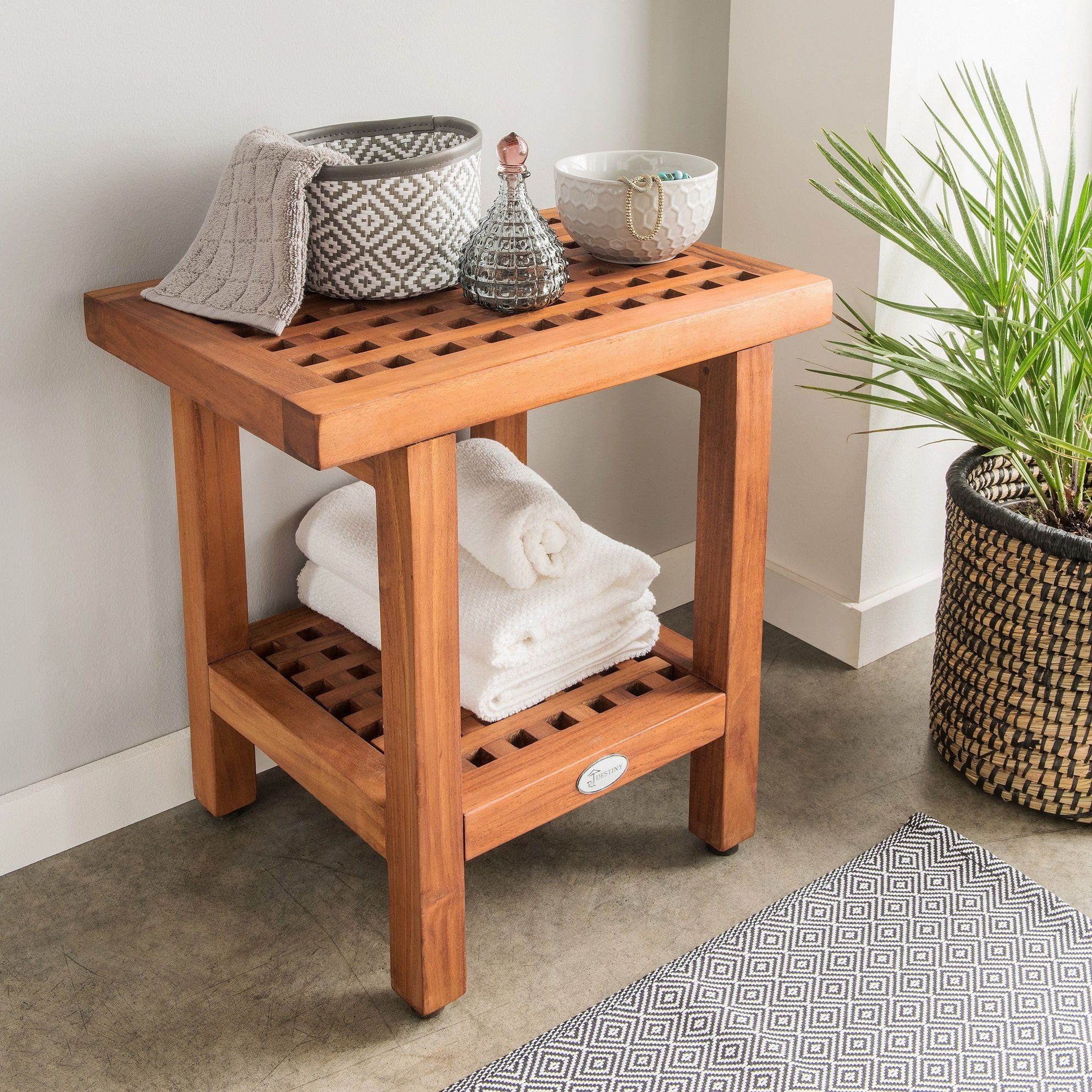 Destiny Badhocker SPA & LIVING (1 St), 45,5x30,5x45,5 cm, Teakholz günstig online kaufen