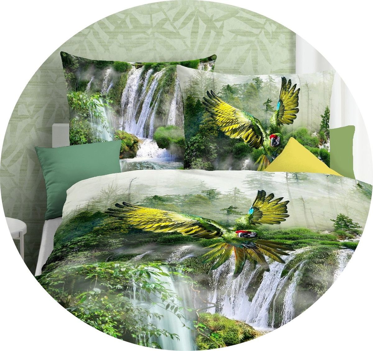 JACK Bettwäsche JACK by Kaeppel Papagei Grün, Mako-Satin, 2 teilig, hochwer günstig online kaufen