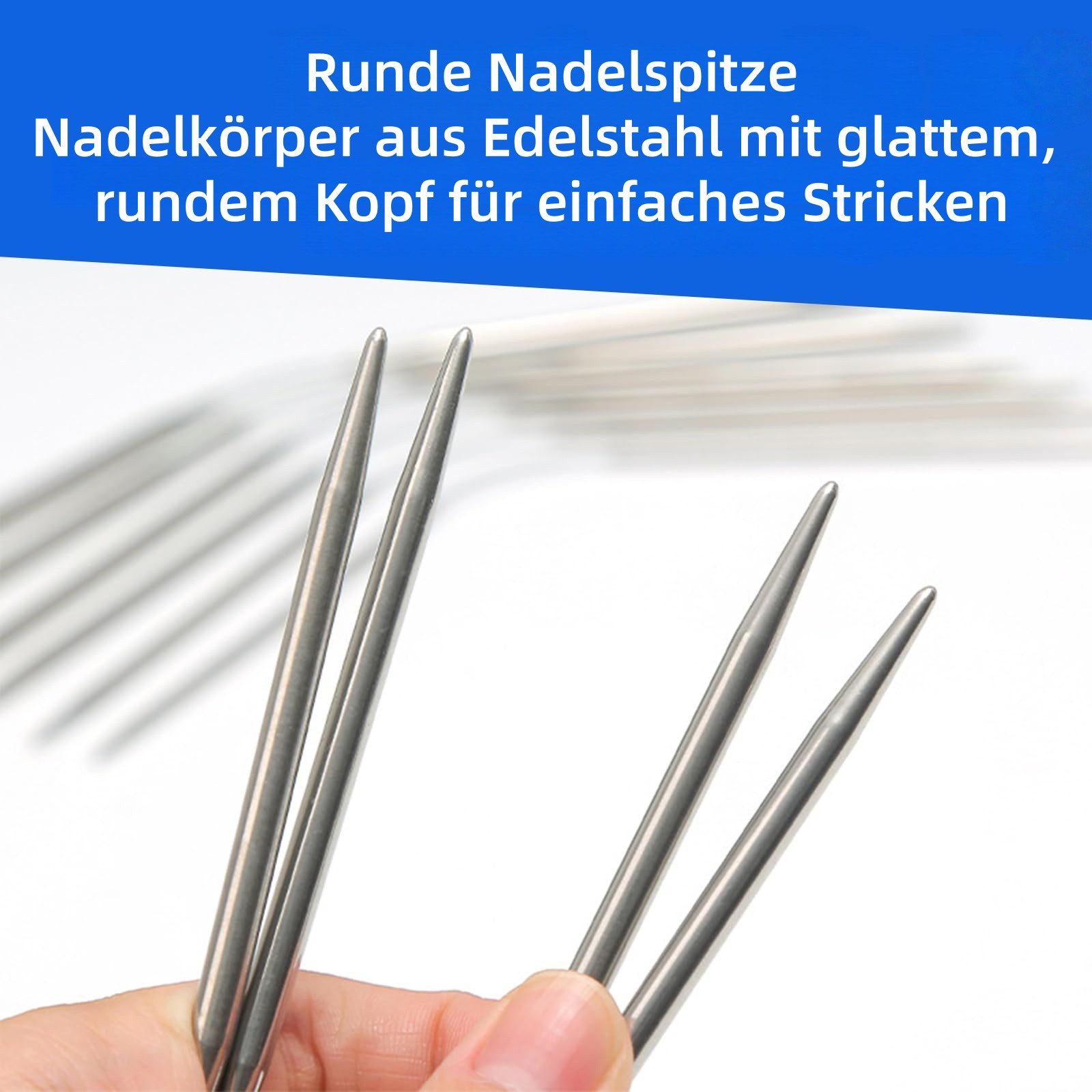 FOUORTUNATE-BEE Stricknadeln 15-teiliges Stricknadel-Set für Pullover, Schals und Mützen, Stricknadeln für Ärmel und Socken im praktischen Set