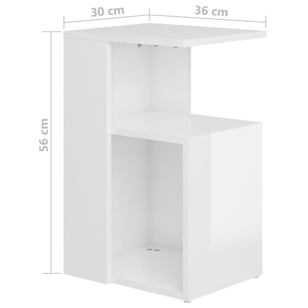 furnicato Beistelltisch Holzwerkstoff Hochglanz-Weiß (1-St) cm 36x30x56