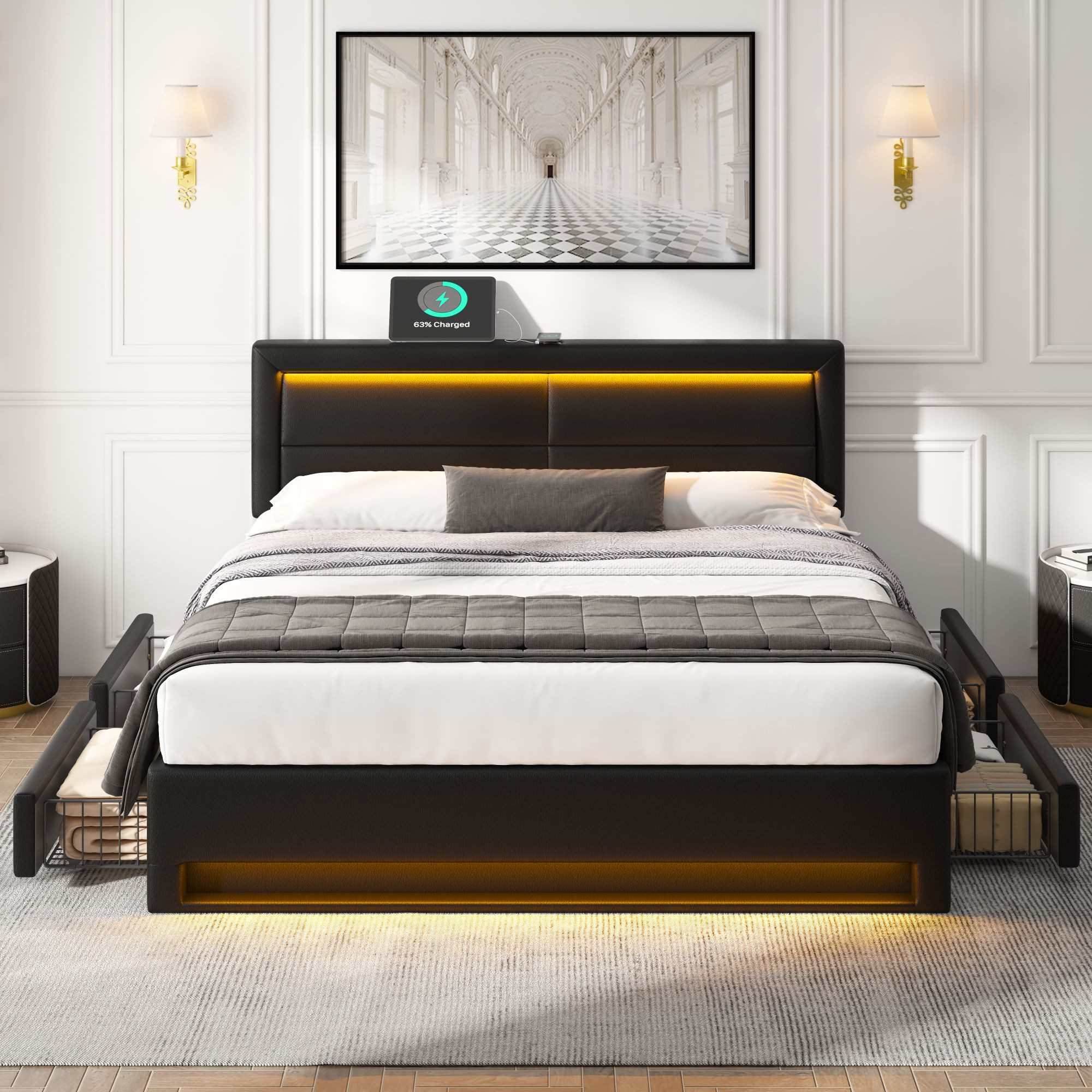 Flieks Polsterbett, LED Doppelbett 160x200cm mit günstig online kaufen