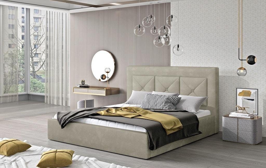 Bett Hotel JVmoebel Holz Doppel Stil Modern Bett Beige Klassisches Betten 220x220