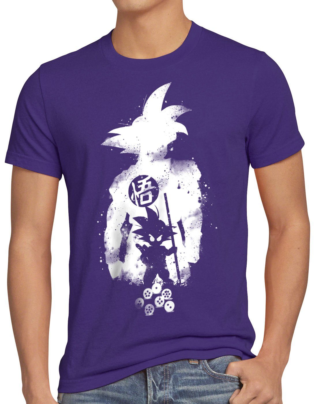 Print-Shirt style3 Kamehameha Energie Beam Gallic T-Shirt Ball Dragon Herren lila