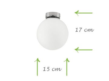 meineWunschleuchte LED Deckenleuchte, Dimmfunktion, LED wechselbar, Warmweiß, kleine Glas-kugel Lampenschirm dimmbar für Treppenhaus, Weiß Ø 15cm