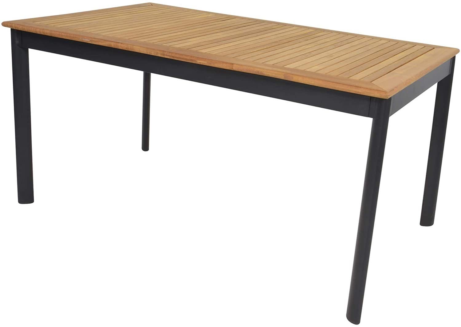 Lesli Living Gartentisch Gartentisch Tisch Tafel rechteckig Alu-Gestell mit  Teakholz Platte 150x89x75,5 cm