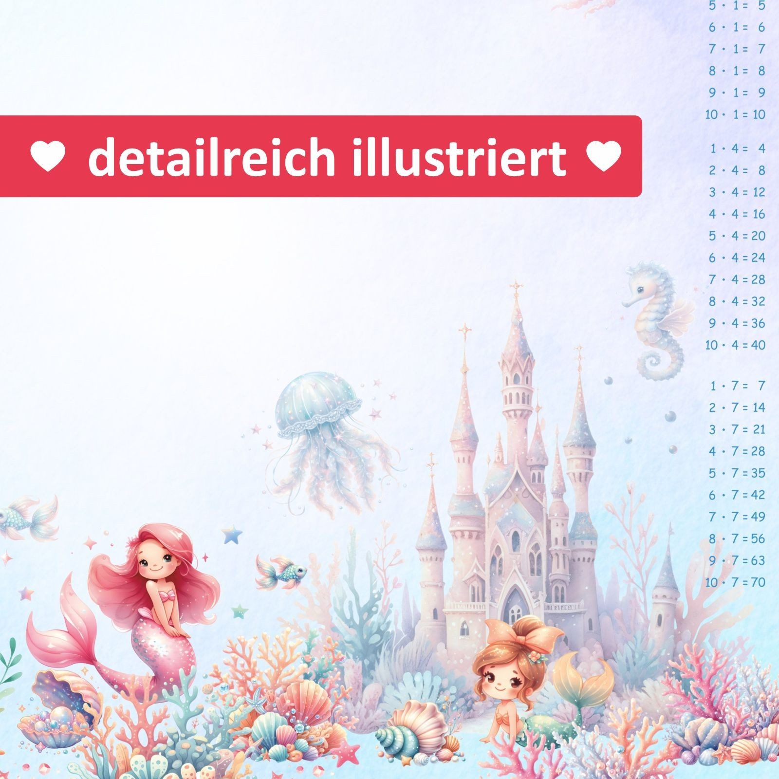 nikima Schreibtischunterlage A3 Schreibtischunterlage Meerjungfrau Unterwasser Papier 50 Blatt – Bild 5 von 5