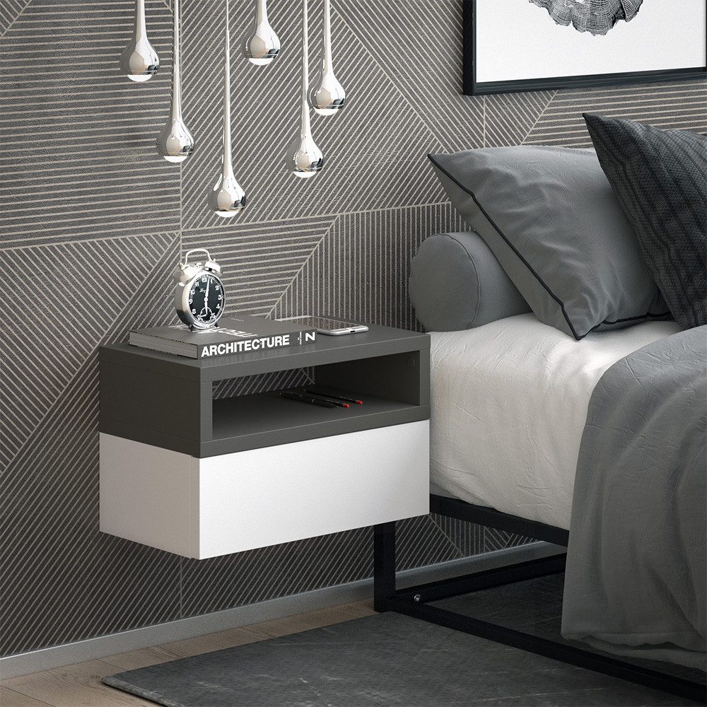 Vicco Nachtschrank Urbano, Anthrazit/Weiß, 45 x 28 cm