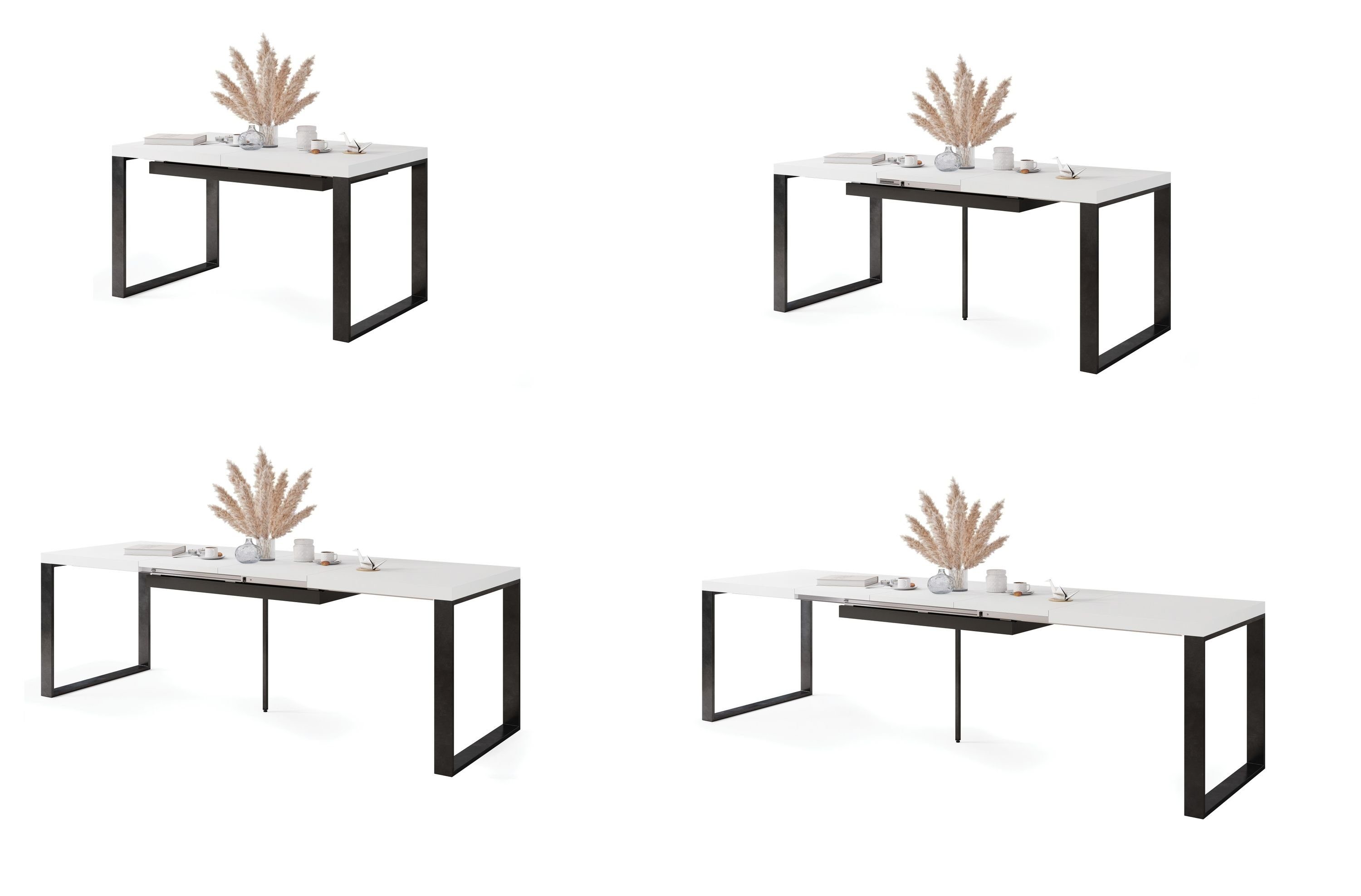 bis Schwarz ausziehbar - cm matt Esstisch Esstisch Mazzoni matt Weiß 140 Avari Tisch 290 Design