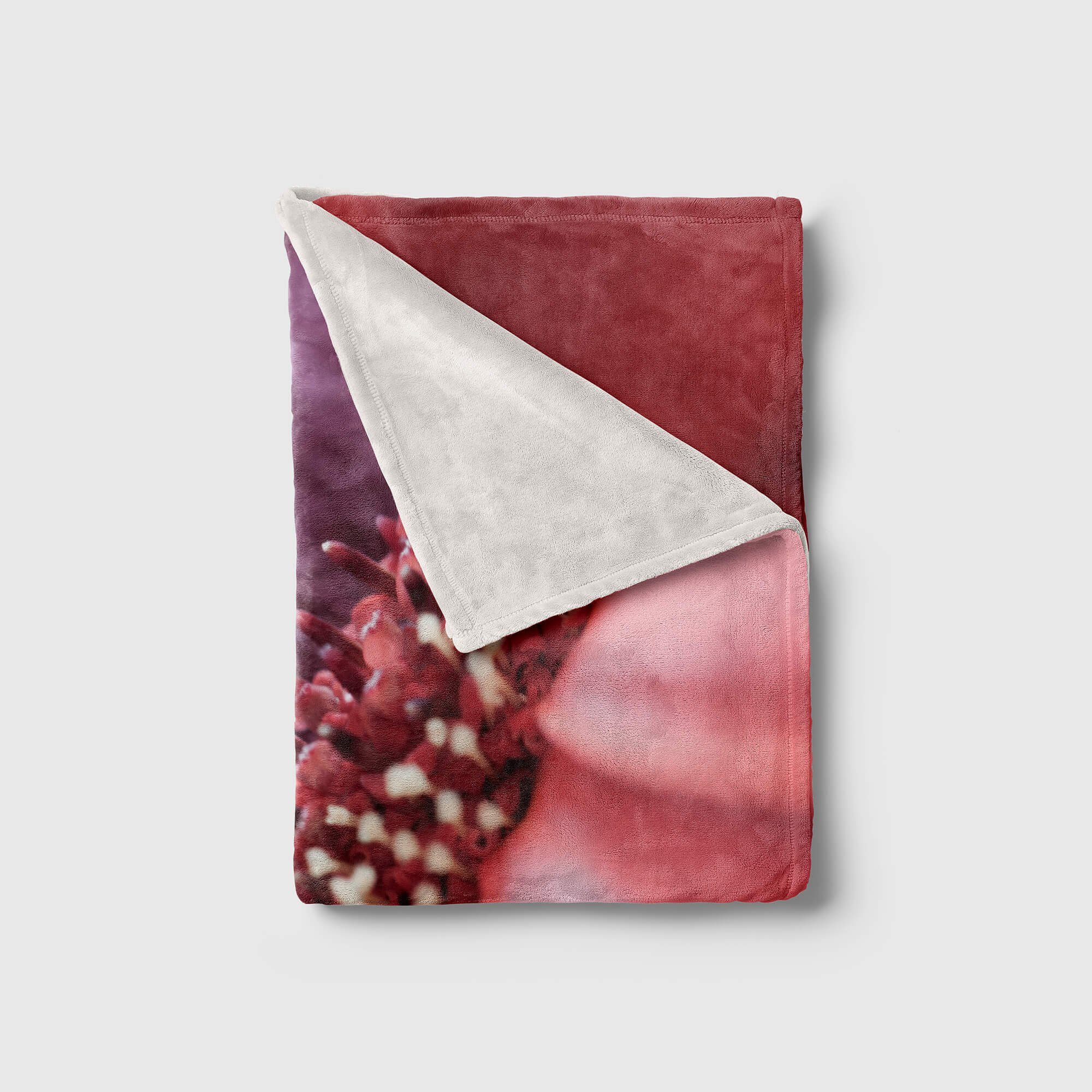 Sinus Art Handtücher Handtuch Kuscheldecke Handtuch mit N, Fotomotiv Blume (1-St), Strandhandtuch Saunatuch Baumwolle-Polyester-Mix Blüte Rote
