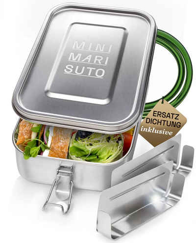 MINIMARISUTO Lunchbox Premium Edelstahl Brotdose, mit bis zu 3 flexiblen Fächern, Edelstahl, (2-tlg), auslaufsicher, kein Auslaufen von Suppen und anderen Flüssigkeiten