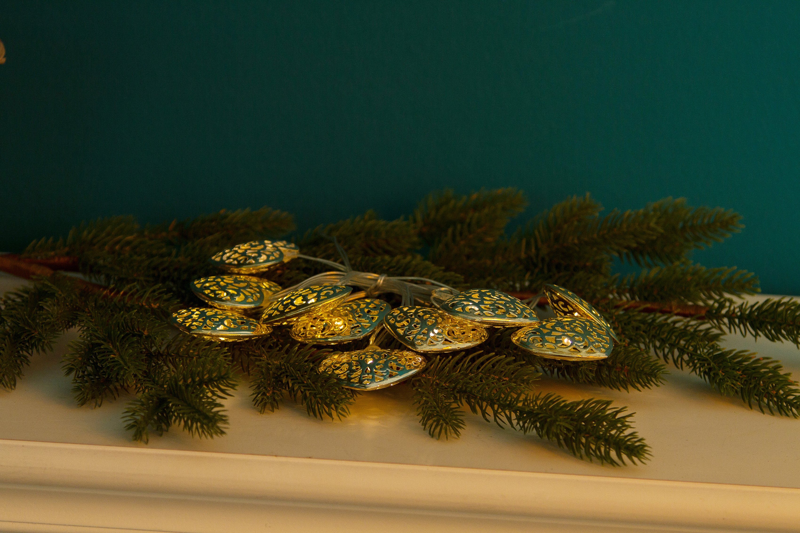10 Accessoires ca. Weihnachtsdeko, cm LED-Lichterkette Ornamenten, 180 mit in Länge mit & Möbel LEDs, Herzform Myflair
