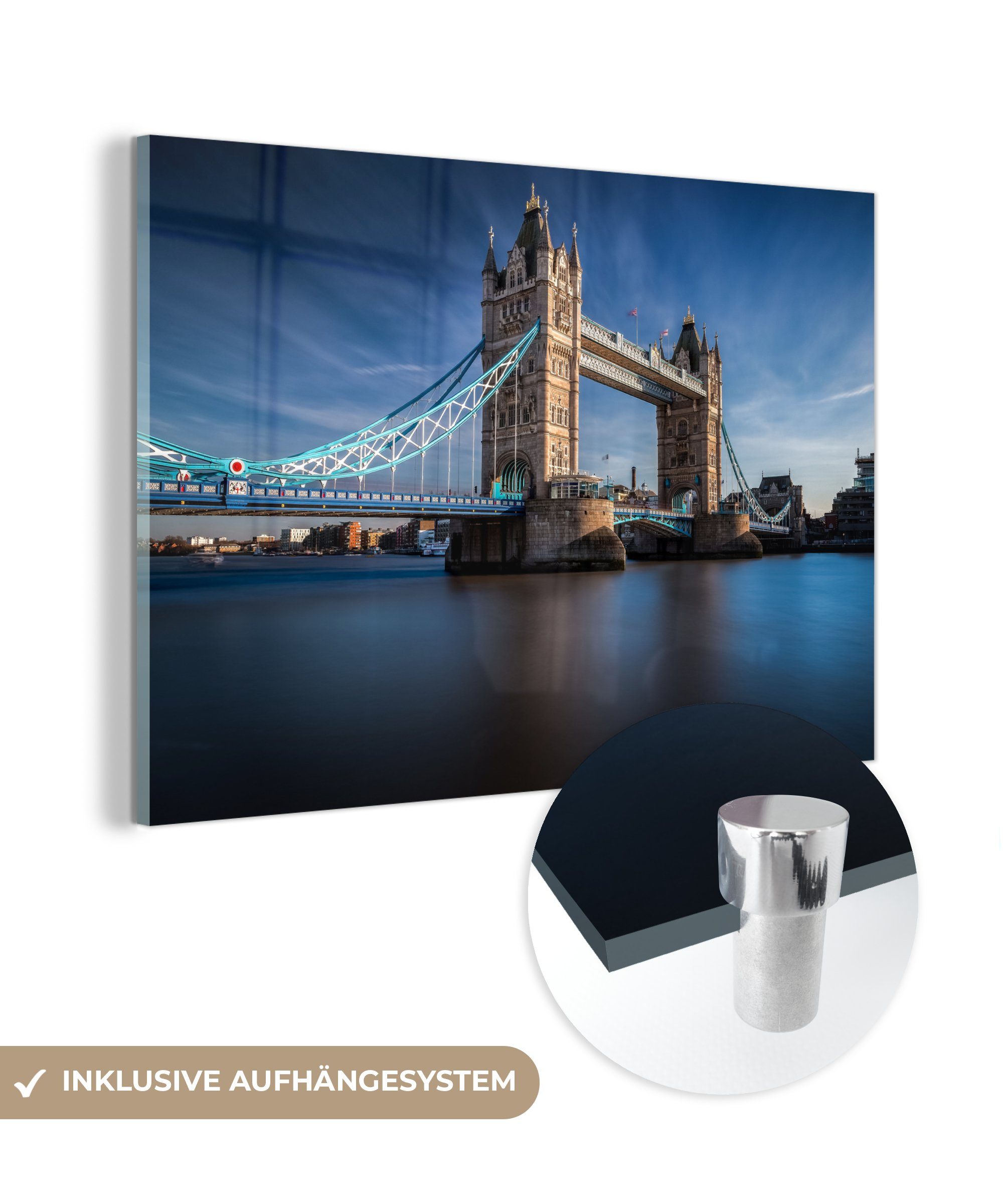 MuchoWow Acrylglasbild Die Tower Bridge in London im Sonnenlicht, (1 St), Acrylglasbilder Wohnzimmer & Schlafzimmer