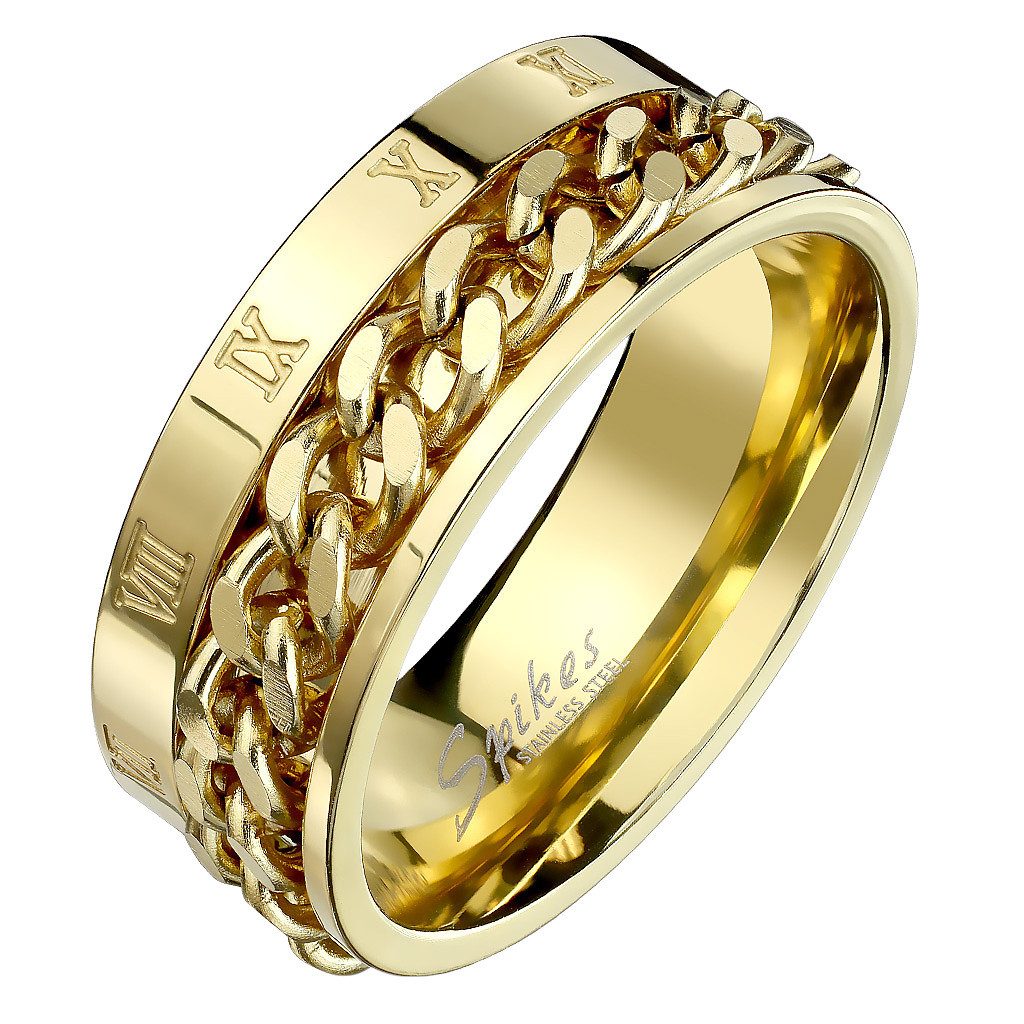 Taffstyle Fingerring Ring Ketten Style Spinner Römischen Zeichen Gold Größe günstig online kaufen