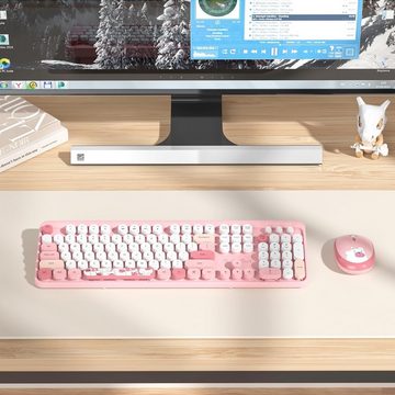 SOLIDEE Automatischer Schlafmodus für langanhaltende Akkulaufzeit Tastatur- und Maus-Set, Lebendiges Design, einfache Bedienung, leise Maus, Multimedia-Hotkeys