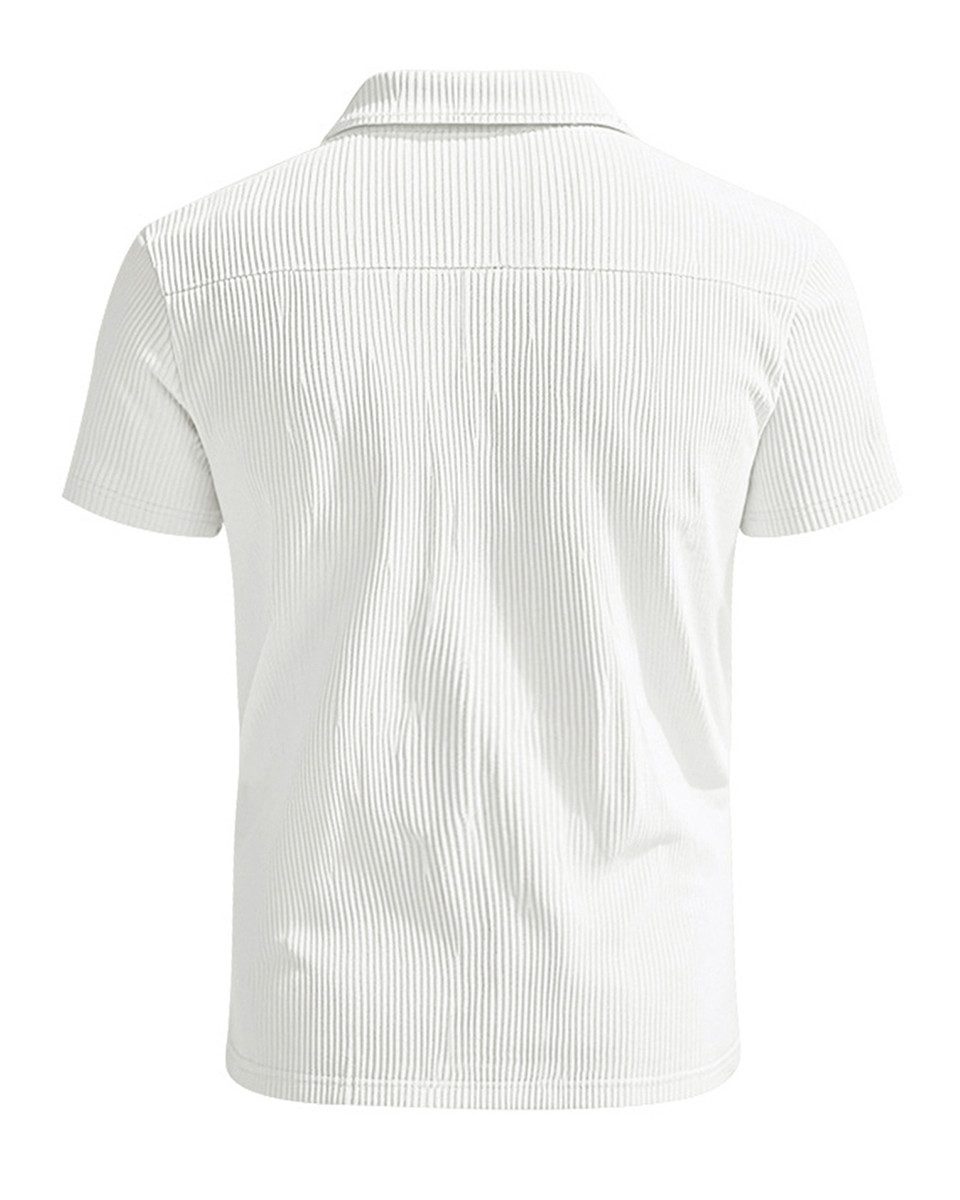 Allthemen Poloshirt mit Cord-Struktur Halbzip Kurzarmshirt günstig online kaufen