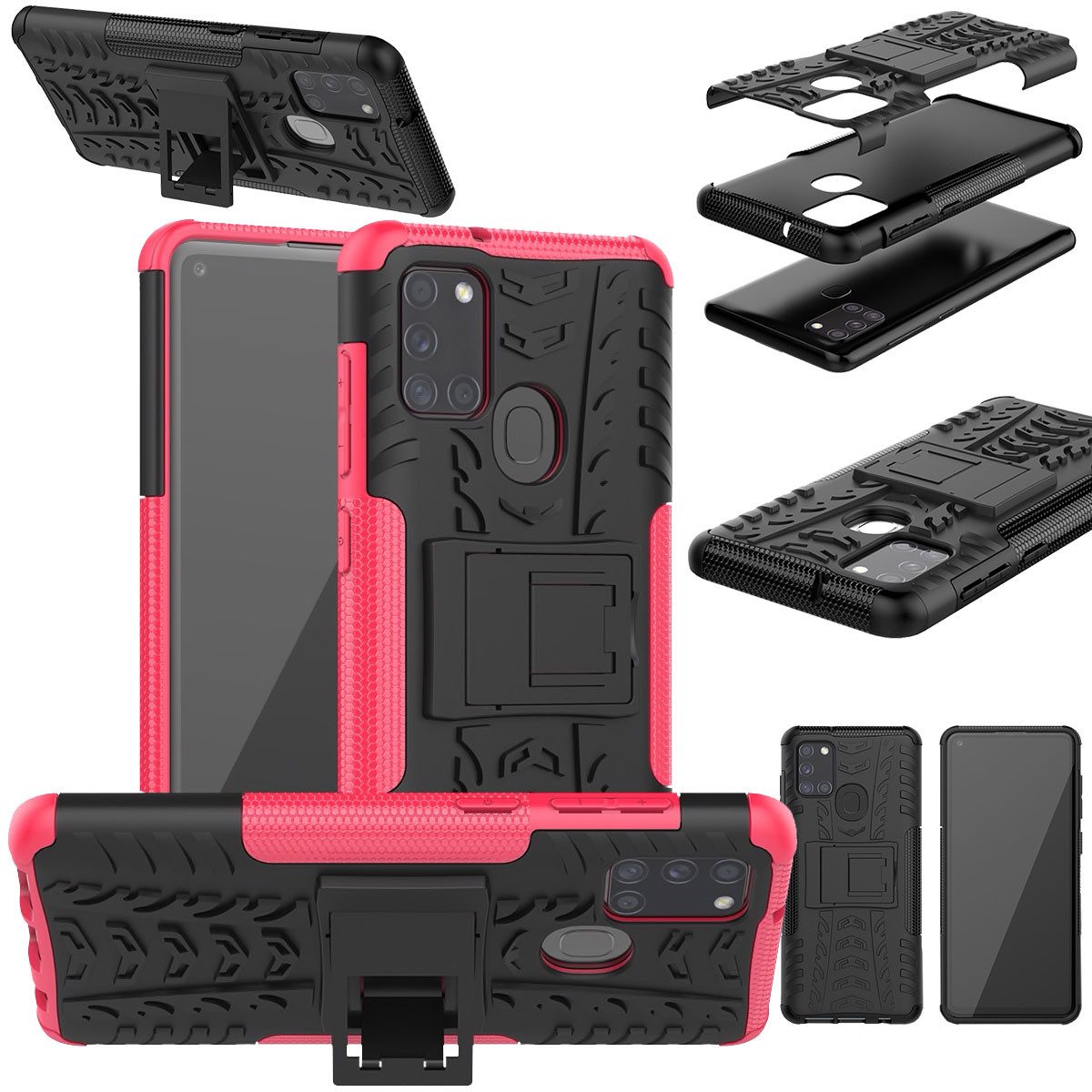 Wigento Smartphone-Hülle Für Samsung Galaxy A21s A217F Hybrid Handy Tasche Outdoor Etuis Hülle Cover Case