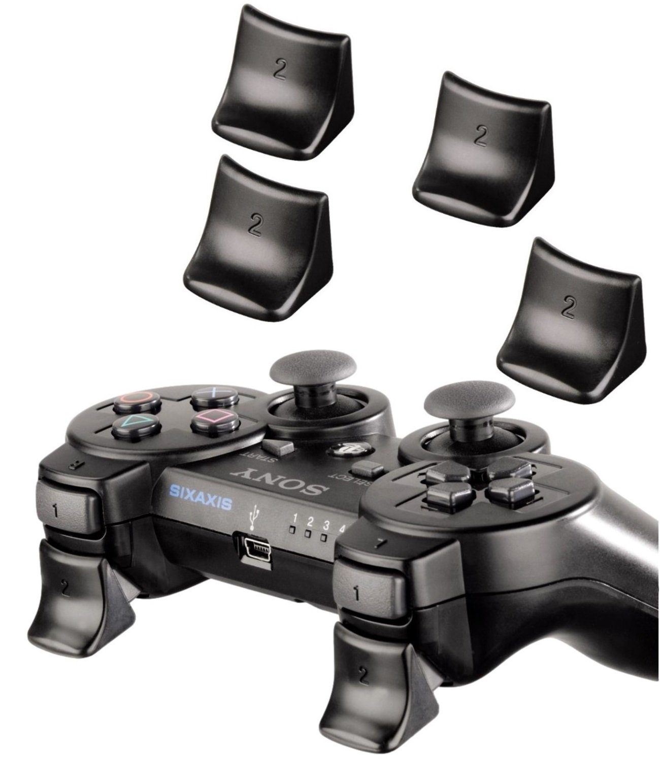 Hama Trigger Aufsätze Pack Knöpfe Tasten L2 + R2 Controller (Für Sony PS3 Wireless Controller, Einfach aufzustecken, abnehmbar)